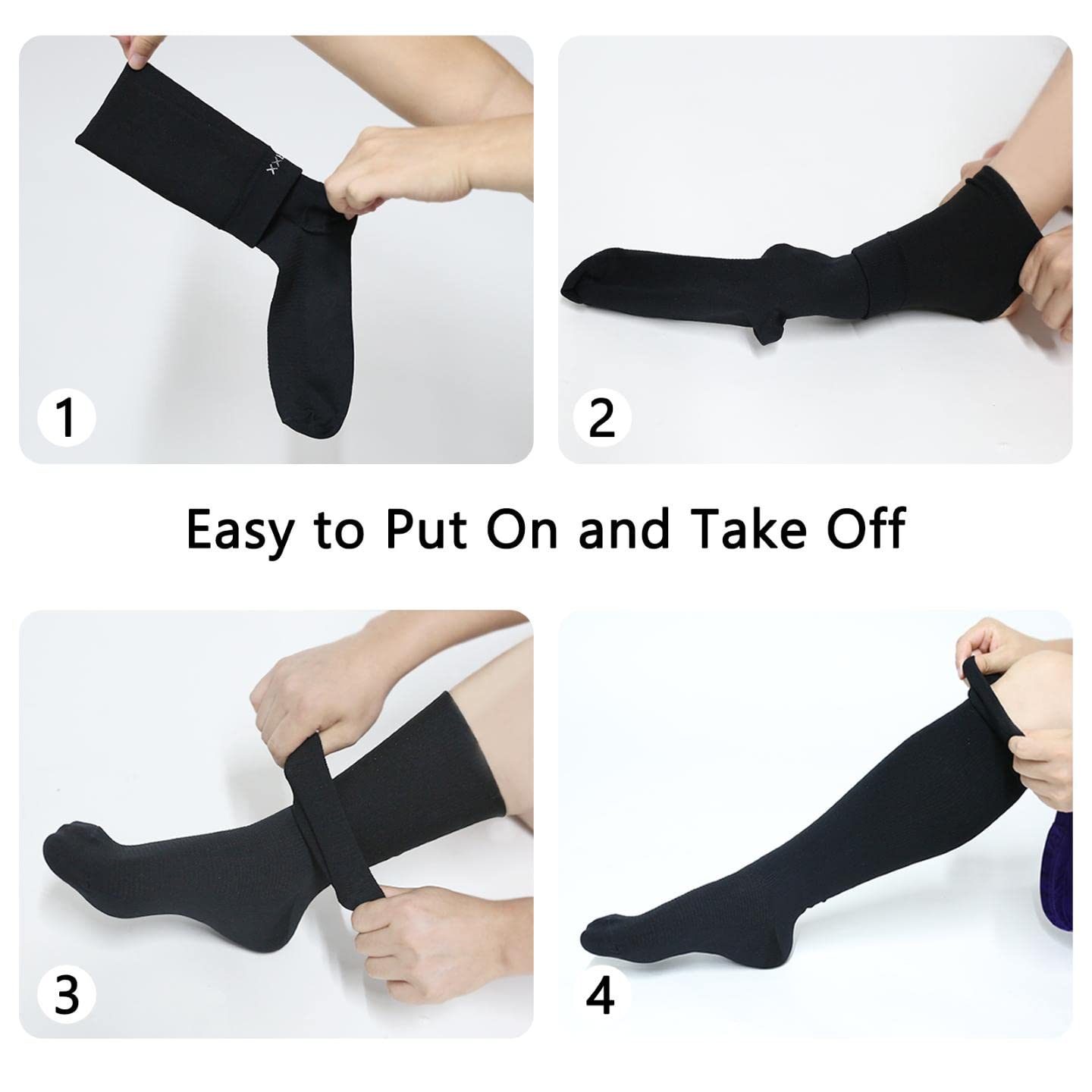 Plus Size Compression Socks for Women & Men - 20-30mmHg Support, Wide Calf Knee High Socks for Circulation - XXL Black - Ideal for Travel, Nursing & Varicose Vein Relief