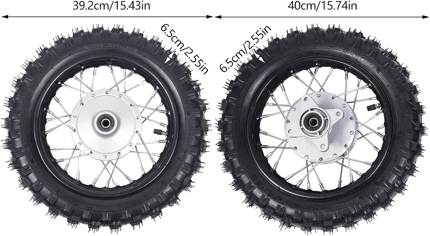 Honda CRF50 XR50 BBR KLX Dirt Bike Front & Rear Wheel Set - 2.50-10 Alloy Rim with Drum Brake, Chain & Chain Plate - Perfect for Off-Road, Pit Bikes & Trail Riding