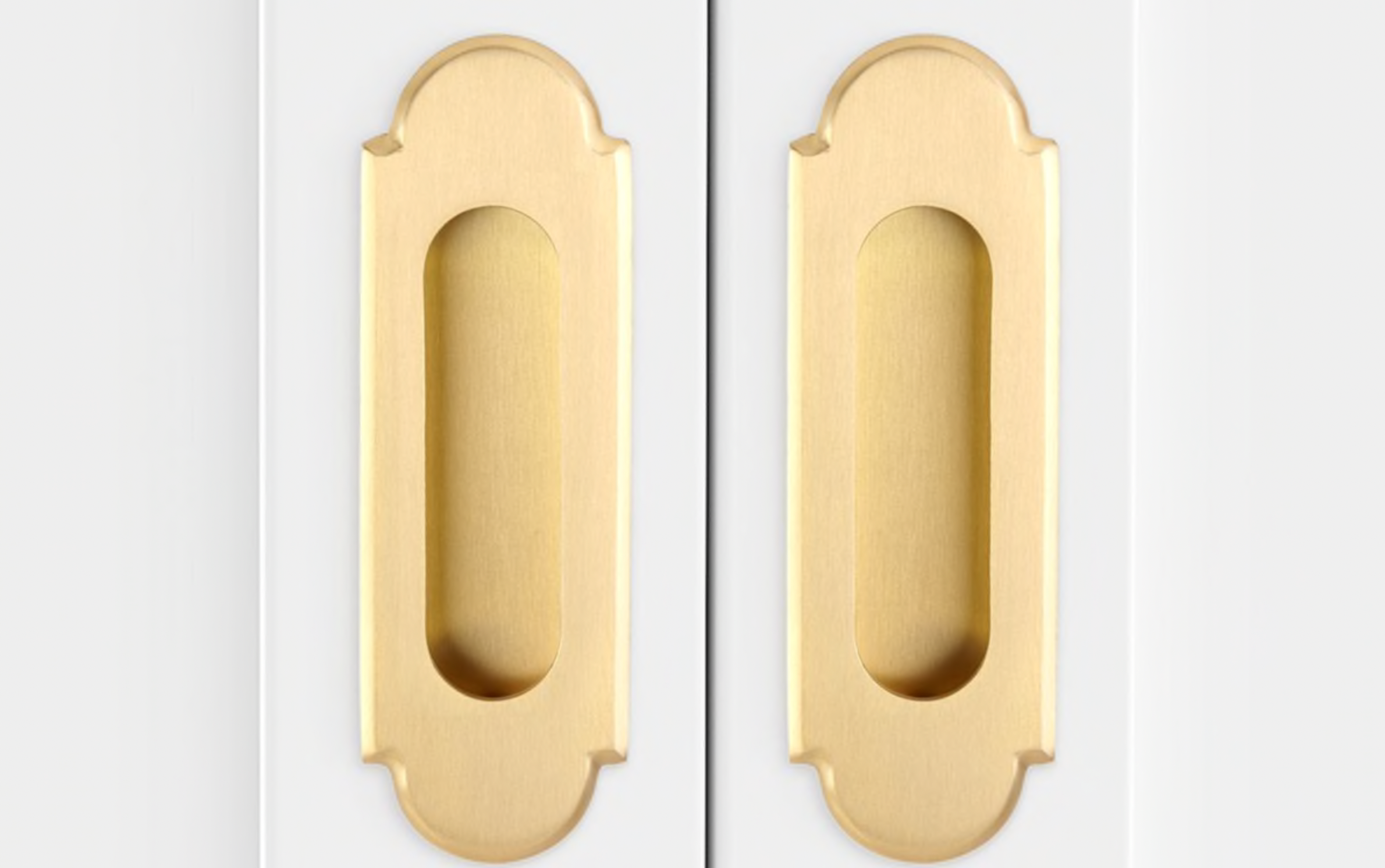 Modern Fleur Flush Satin Brass Recessed Door Pull - Elegant Cabinet & Drawer Handle for Home & Office Decor