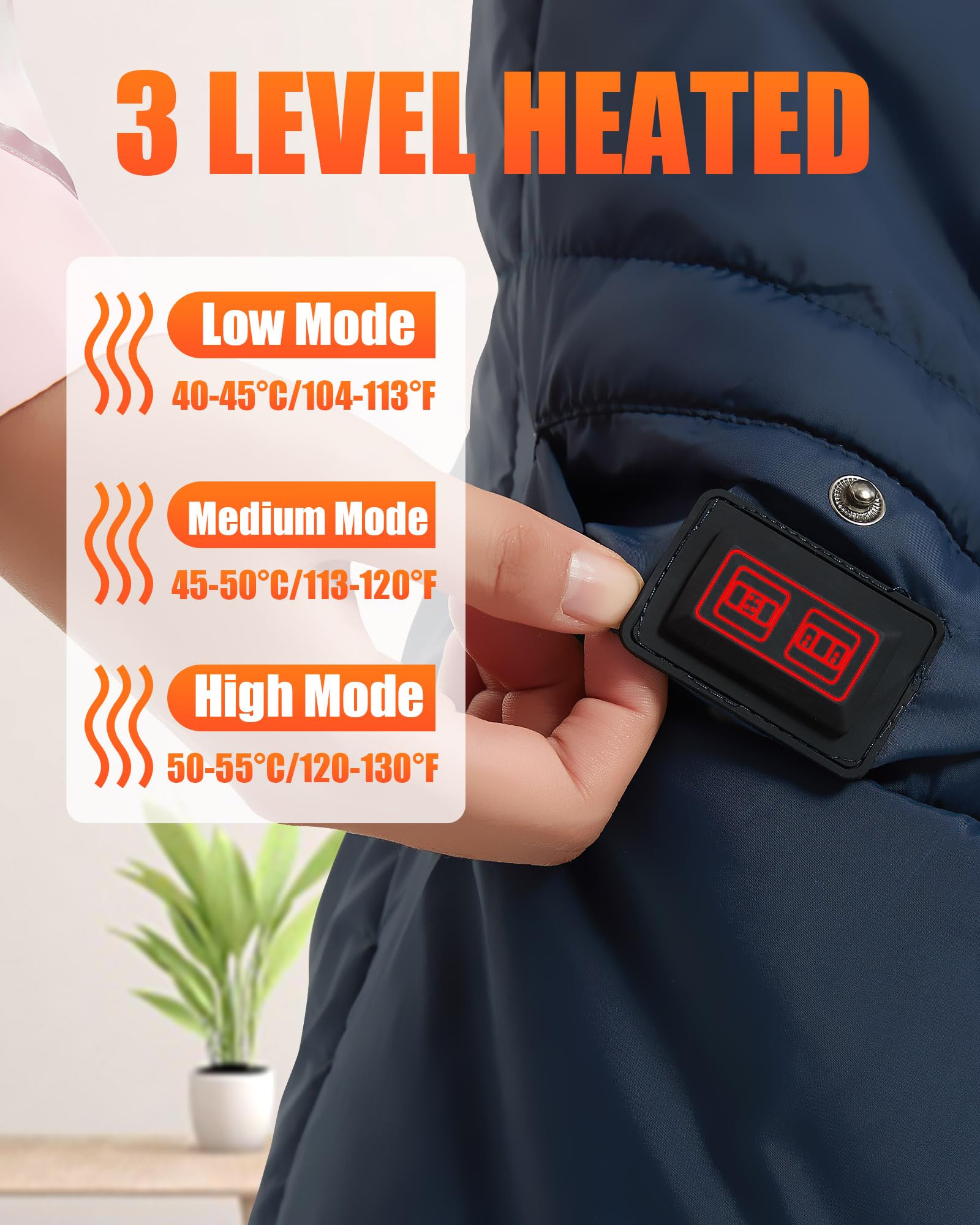 7.4V USB Electric Heated Blanket - Battery Powered Portable Wireless Shawl for Outdoor Camping, Travel & Home Use - Warm Cozy Heating Throw for Winter