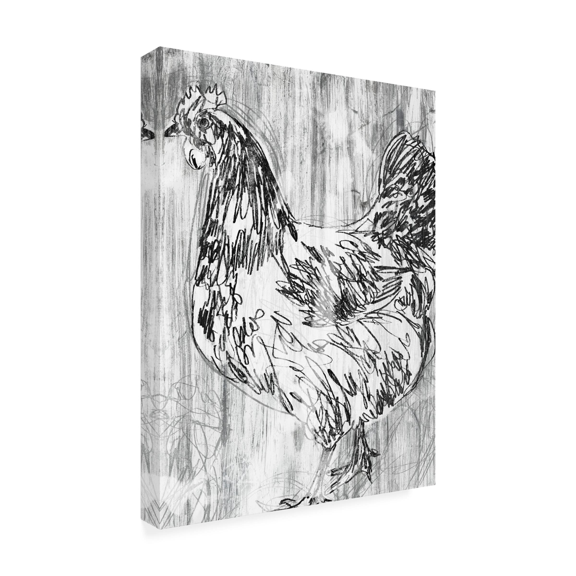 Trademark Fine Art 'Barnwood Flock IV' Canvas Wall Art by June Erica Vess - 35x47 Inches, Modern Farmhouse Decor for Living Room, Bedroom & Office