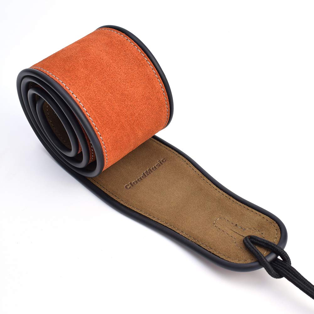Premium CLOUDMUSIC Leather Guitar Strap - Wide Suede Strap for Bass, Acoustic & Electric Guitars (Classic Brown) - Comfortable & Durable for Live Performances & Studio Sessions