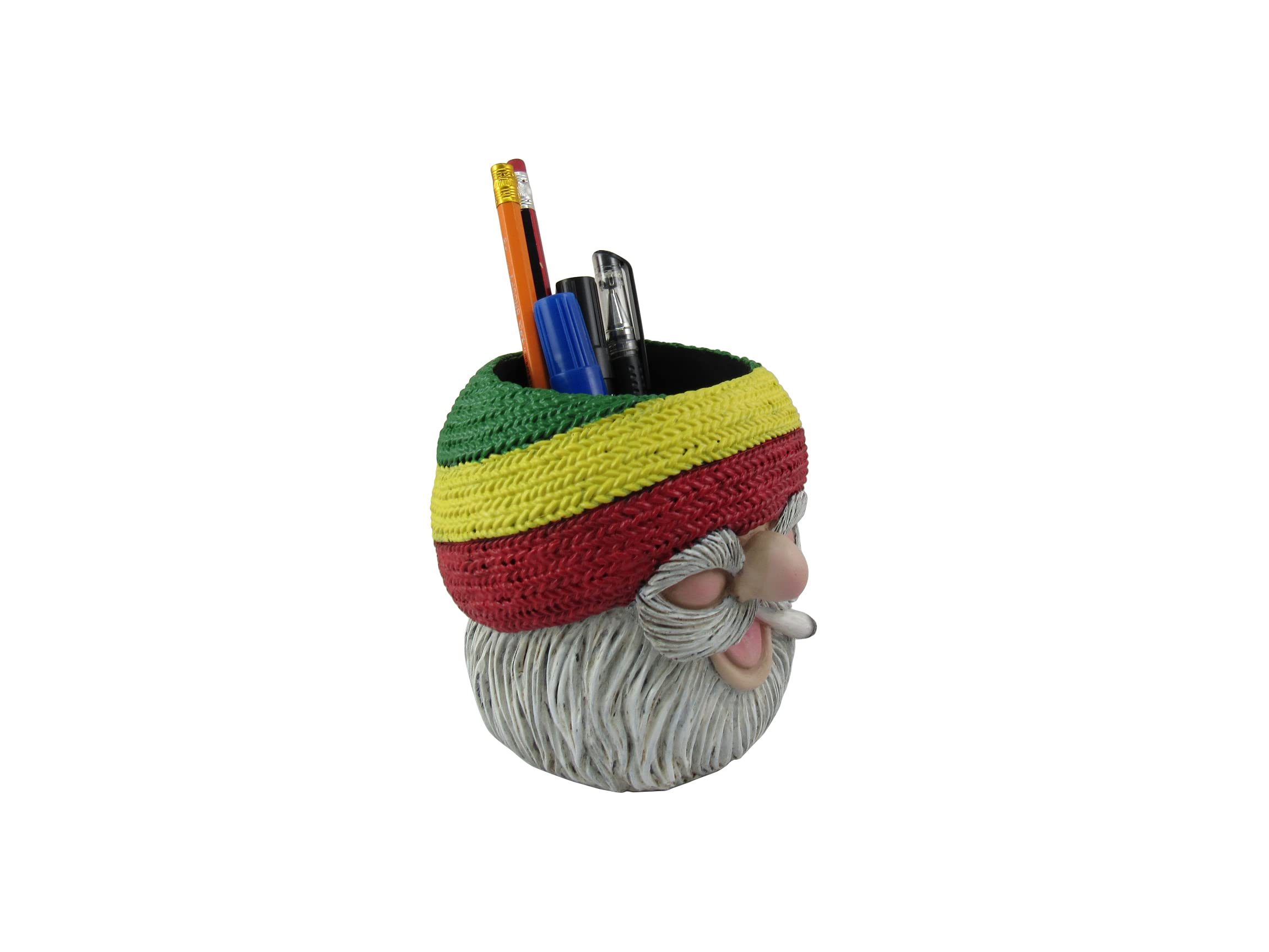 Rasta Gnome Pen Holder – 'Don't Bogart It' Rastafari Gnome with Beanie | Desk Organizer, Pencil Holder & Makeup Brush Storage | Perfect for Office, Home & Gift Giving