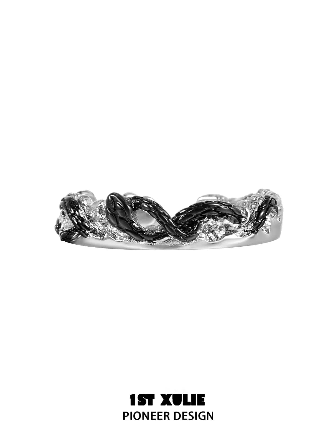 Snake Bite White & Black Serpent 925 Sterling Silver Adjustable Couple's Ring - Gothic Jewelry for Punk Lovers, Perfect for Weddings, Anniversaries and Dark Fashion Accessories