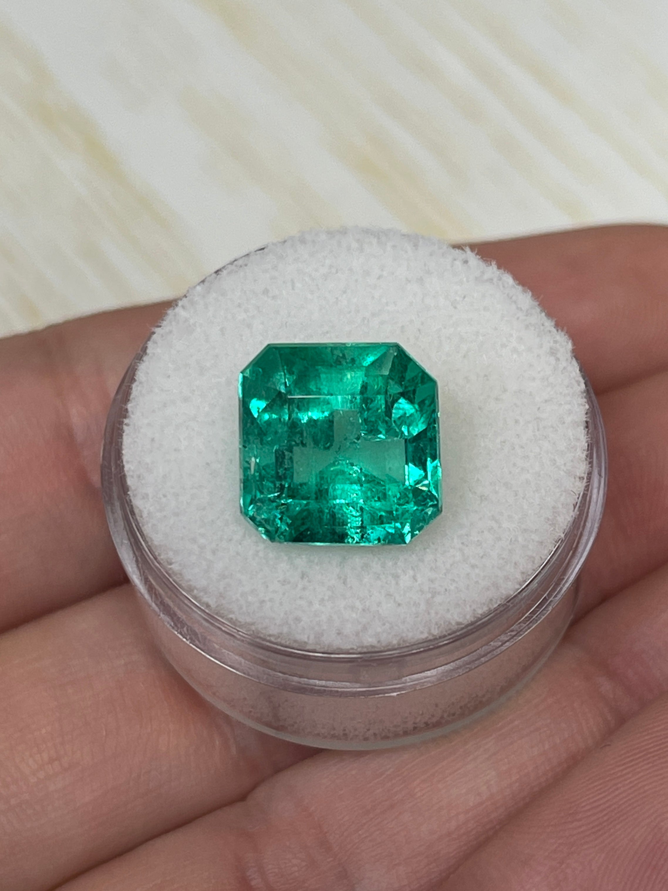 6.69 Carat Vivid Muzo Green Colombian Emerald - Natural Loose Asscher Cut Gemstone (11.5x11.5mm) for Jewelry Making, Engagement Rings & Luxury Collectibles