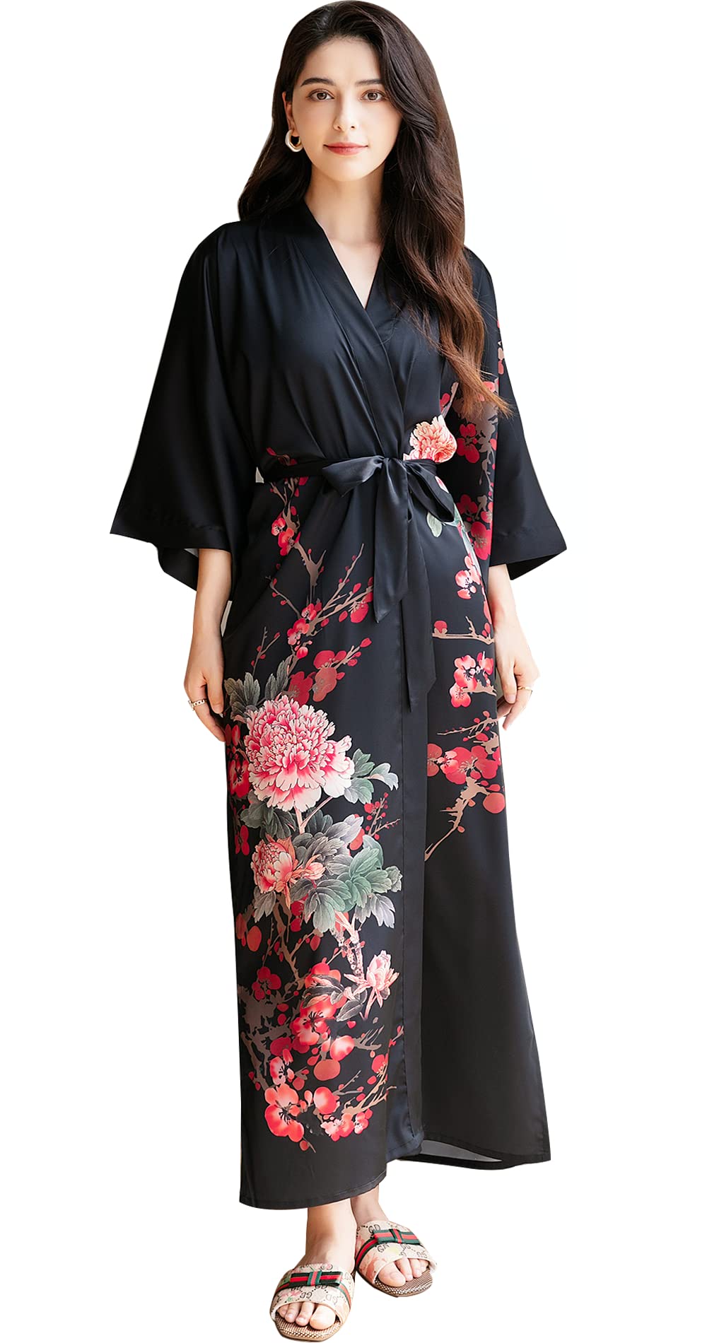 Women's Satin Kimono Robes - Soft Bathrobes & Pajama Loungewear for Spa, Bridal Shower, and Relaxation at Home