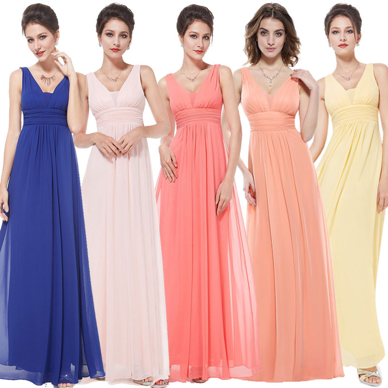 Elegant Deep V Neck Ruched Bust Maxi Evening Dress for Women - Perfect for Prom, Party & Formal Occasions
