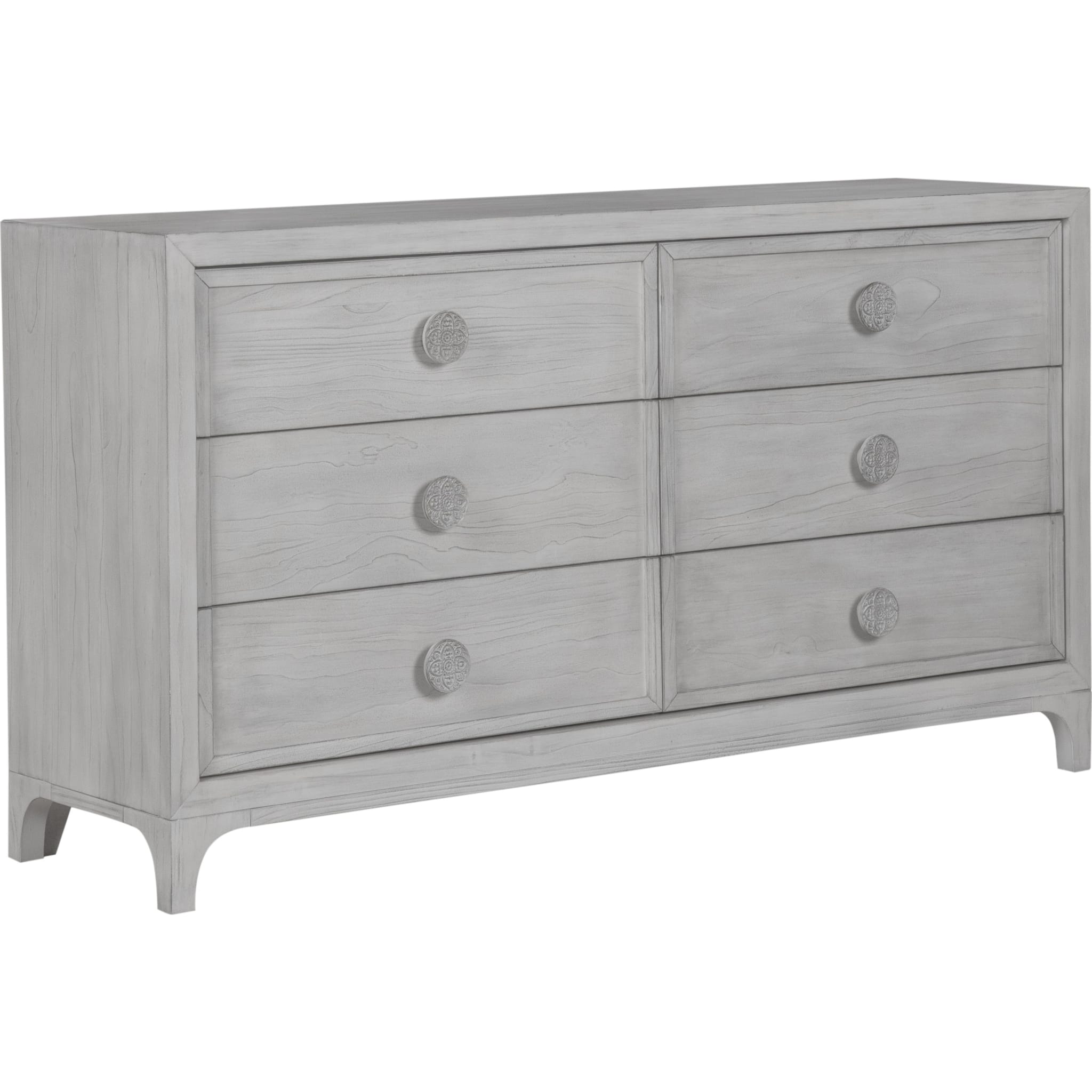 Boho Chic 6-Drawer Dresser in Washed White - Vintage Style Bedroom Storage Furniture for Home Organization (2024)