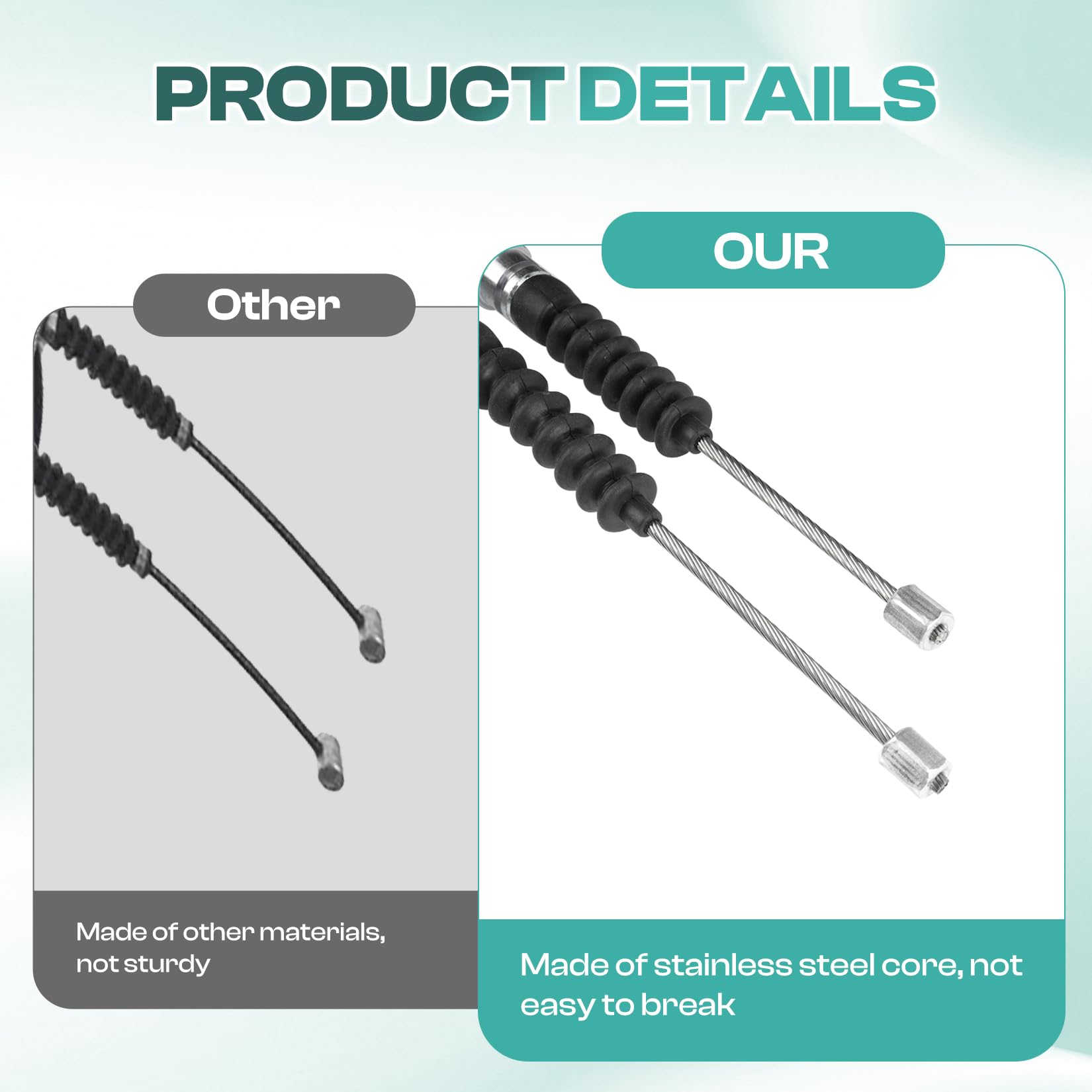 Drive-Up Club Car DS Brake Cable Kit - Stainless Steel Core (2000 & Newer Models) - 102022101 - Driver & Passenger Side Cables - Perfect for Golf Cart Maintenance & Off-Road Vehicle Repairs