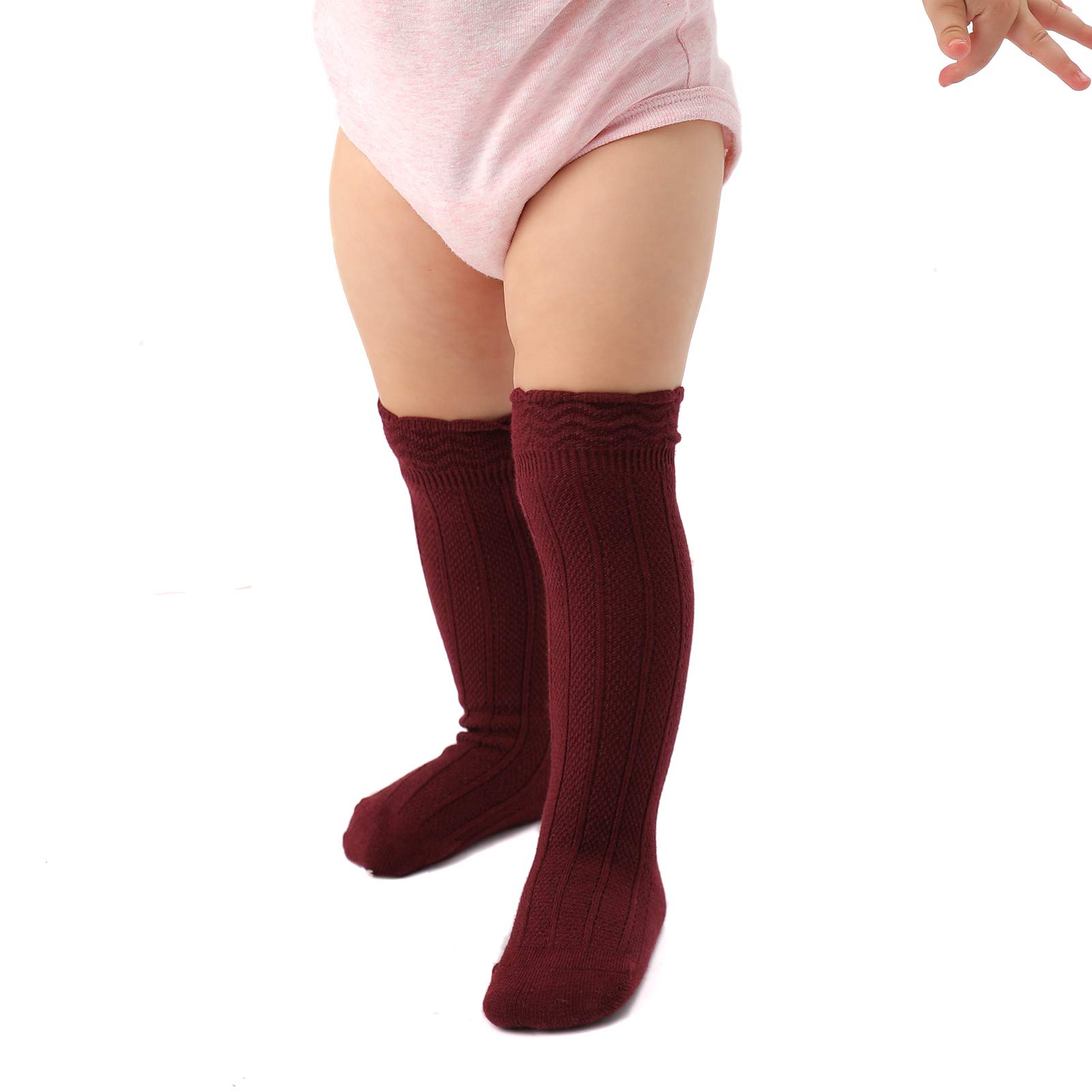 EPEIUS Baby Girls & Boys Knee High Socks - Uniform Tube Ruffled Stockings for Infants & Toddlers (3/5 Pack) - Perfect for School, Dance, Party & Daily Wear