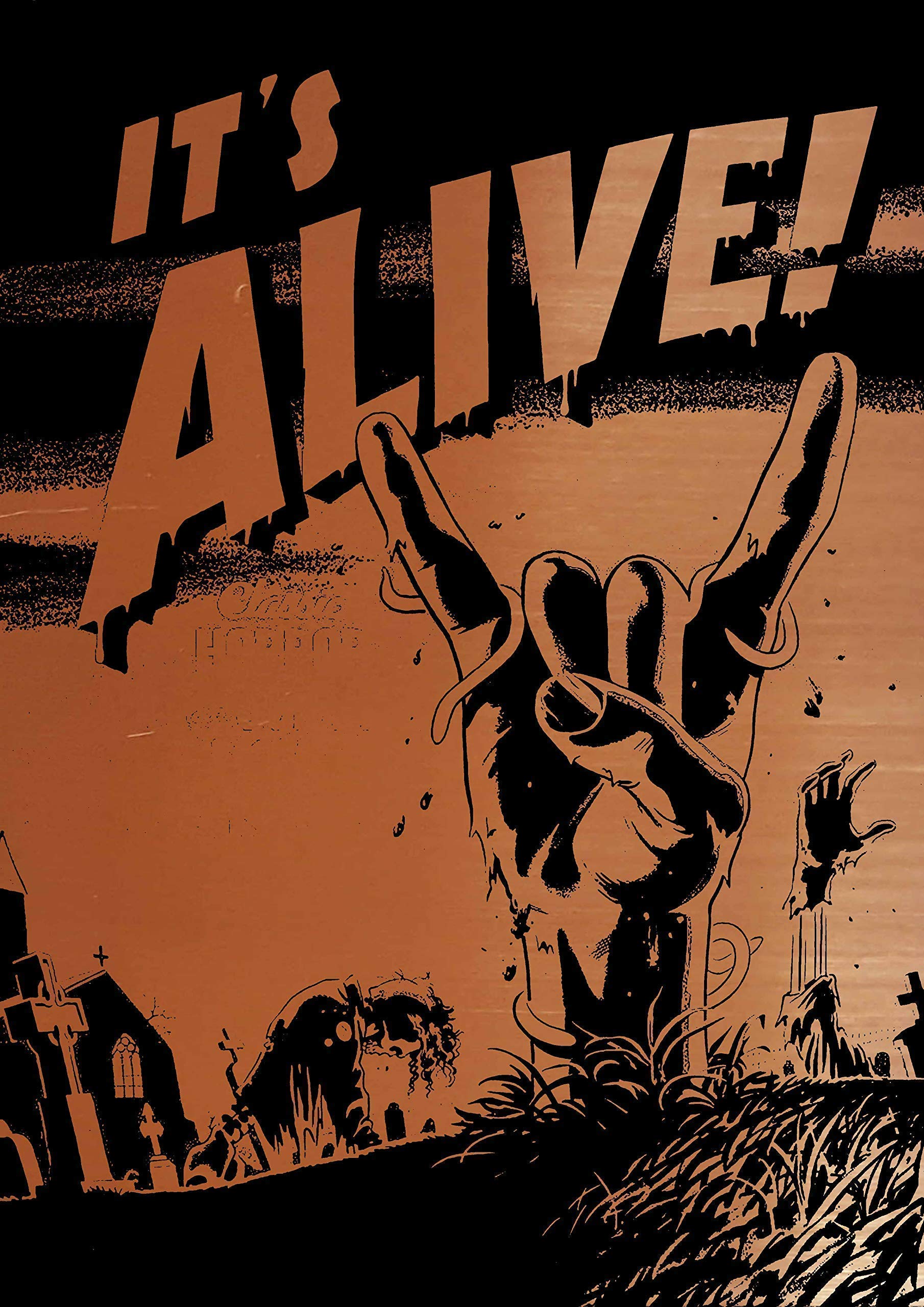 Vintage It's Alive Movie Poster Wall Art - Classic Horror Film Decor for Home Theater & Man Cave - Premium Brass & Copper Metal Artwork - Unique Gift for Movie Lovers - Perfect for Halloween Decor & Horror Fan Collections