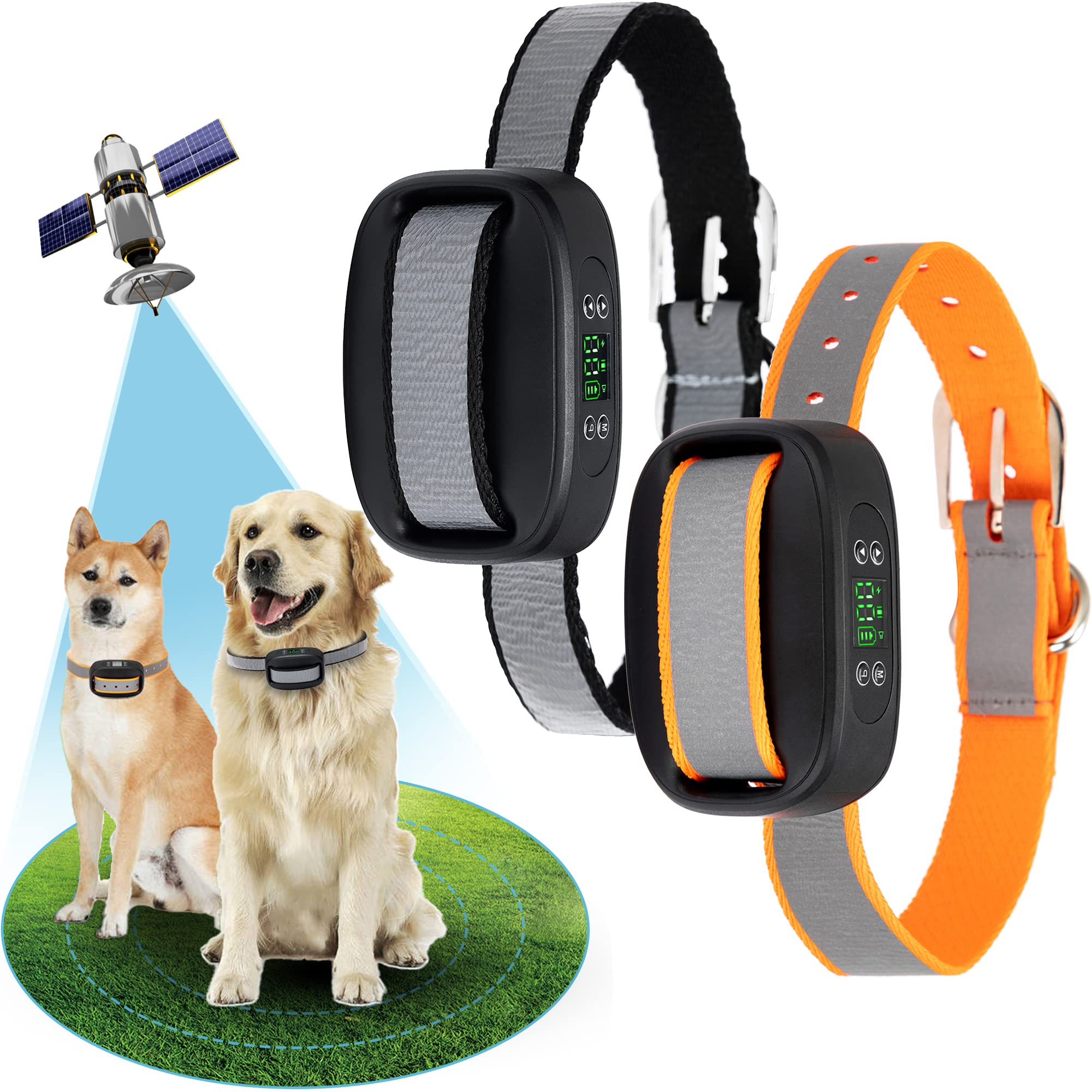 **Wireless GPS Dog Fence for 2 Dogs – Rechargeable Electric Pet Containment System with Adjustable Warning (98-3281 ft Range) – Perfect for Large Yards & Outdoor Training**