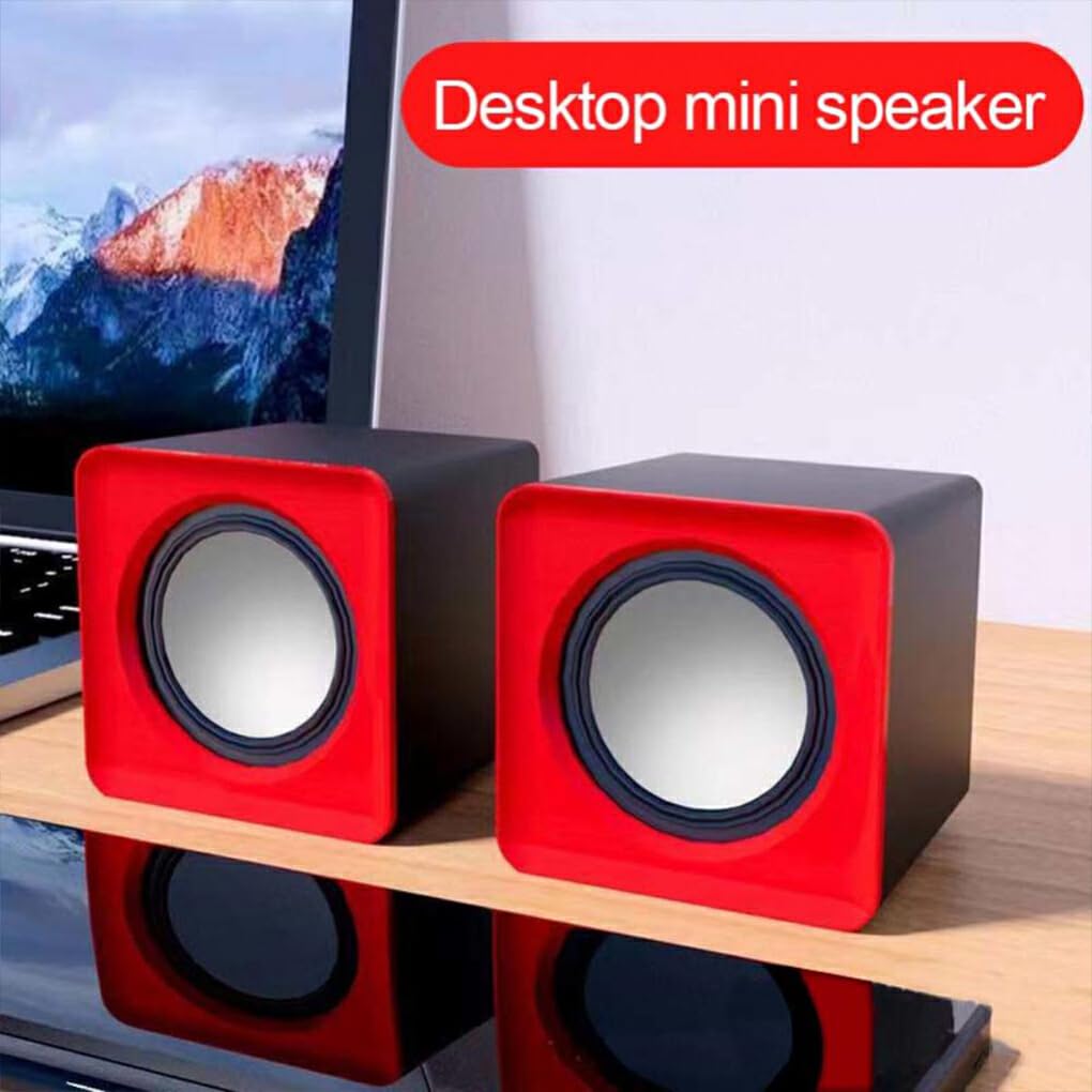 Nilioyul USB Computer Speakers with Subwoofer - Mini Plastic Universal Loudspeaker for Laptop & Desktop, Home Office PC Sound System (Black) | Perfect for Gaming, Music & Video Conferencing