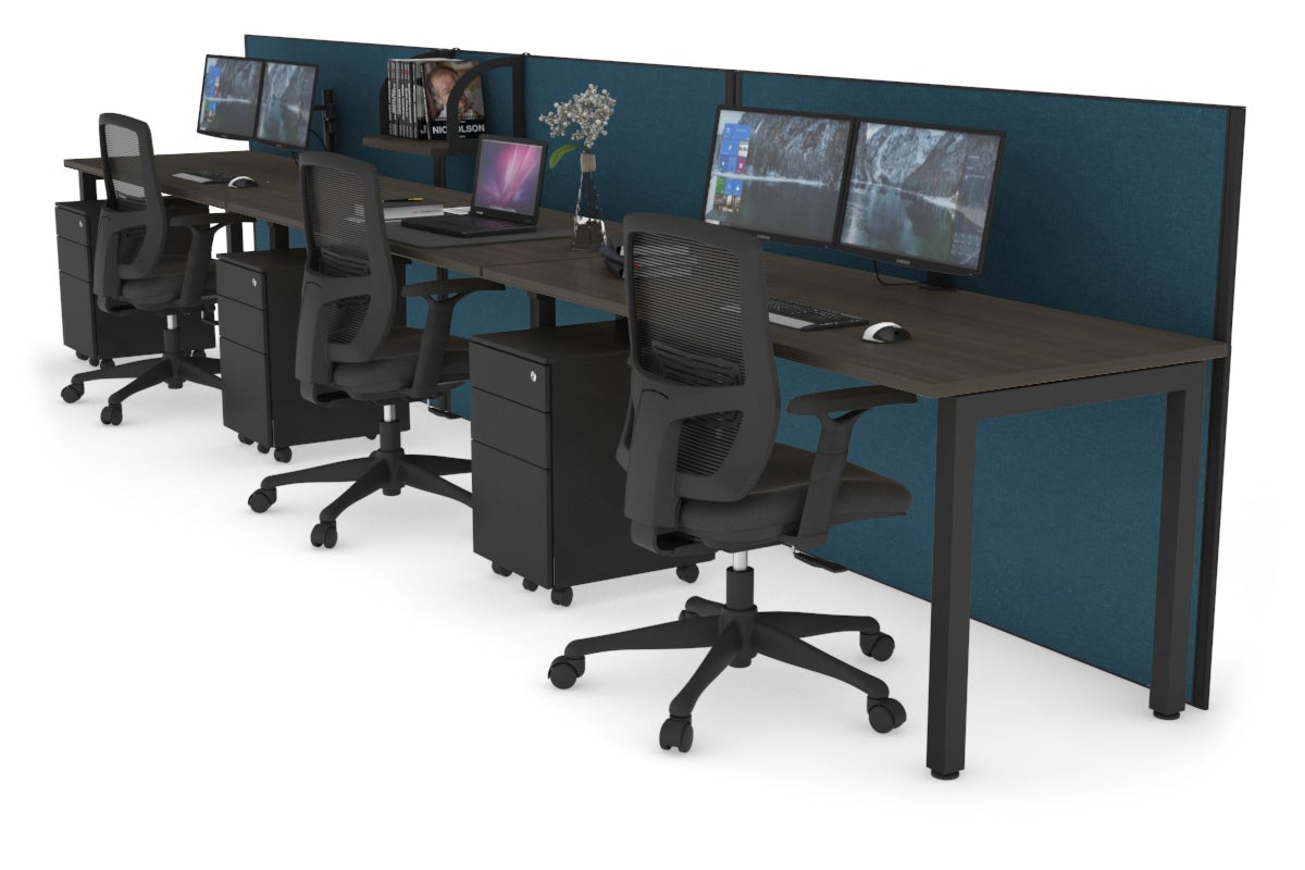Horizon Quadro 3-Person Office Workstation with Square Legs - 1600L x 700W Dimensions - Perfect for Collaborative Workspaces & Modern Offices