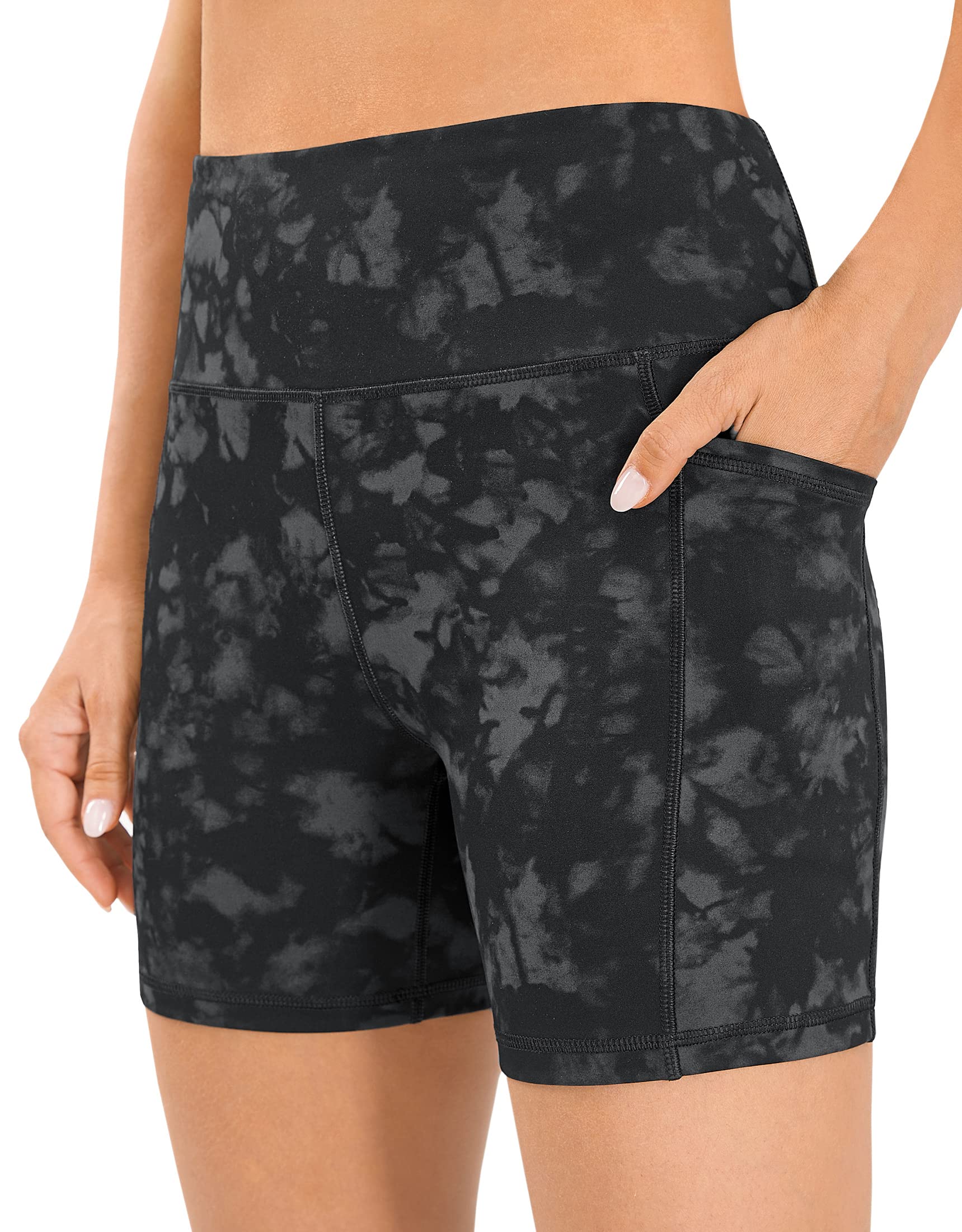 AFITNE Women's High Waist Yoga Shorts with Pockets - Tummy Control Non See-Through Athletic Workout Running Shorts for Yoga, Gym & Outdoor Activities