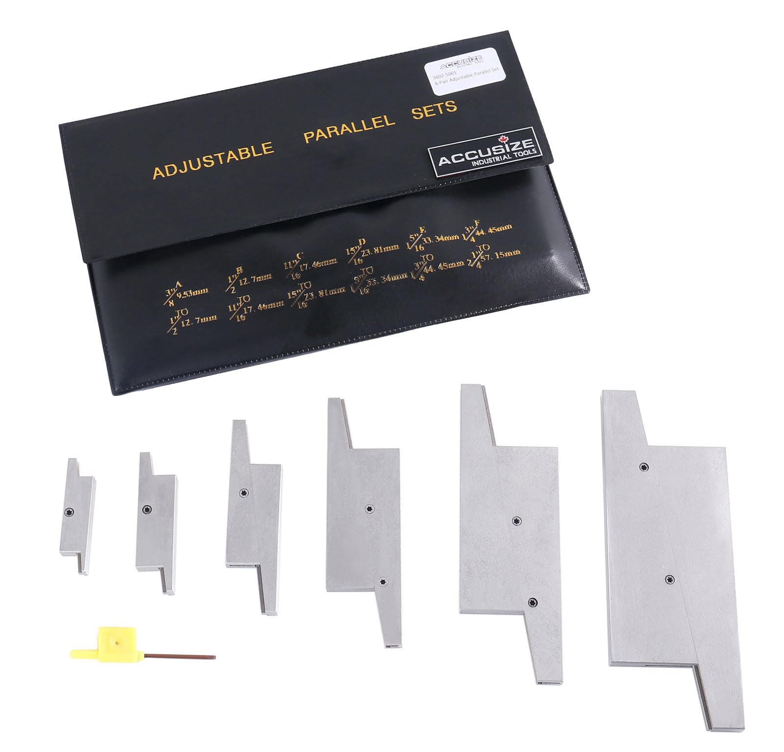 Accusize Industrial Tools 6-Piece Adjustable Precision Parallel Set, 3602-5001 - Ideal for Machining, Metalworking, and Woodworking Projects