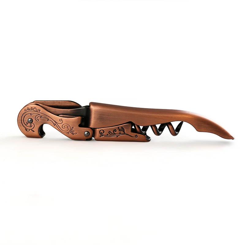 Premium Copper Plated Double Lever Wine Bottle Opener with Elegant Etched Design - Perfect for Wine Lovers, Dinner Parties & Home Bars