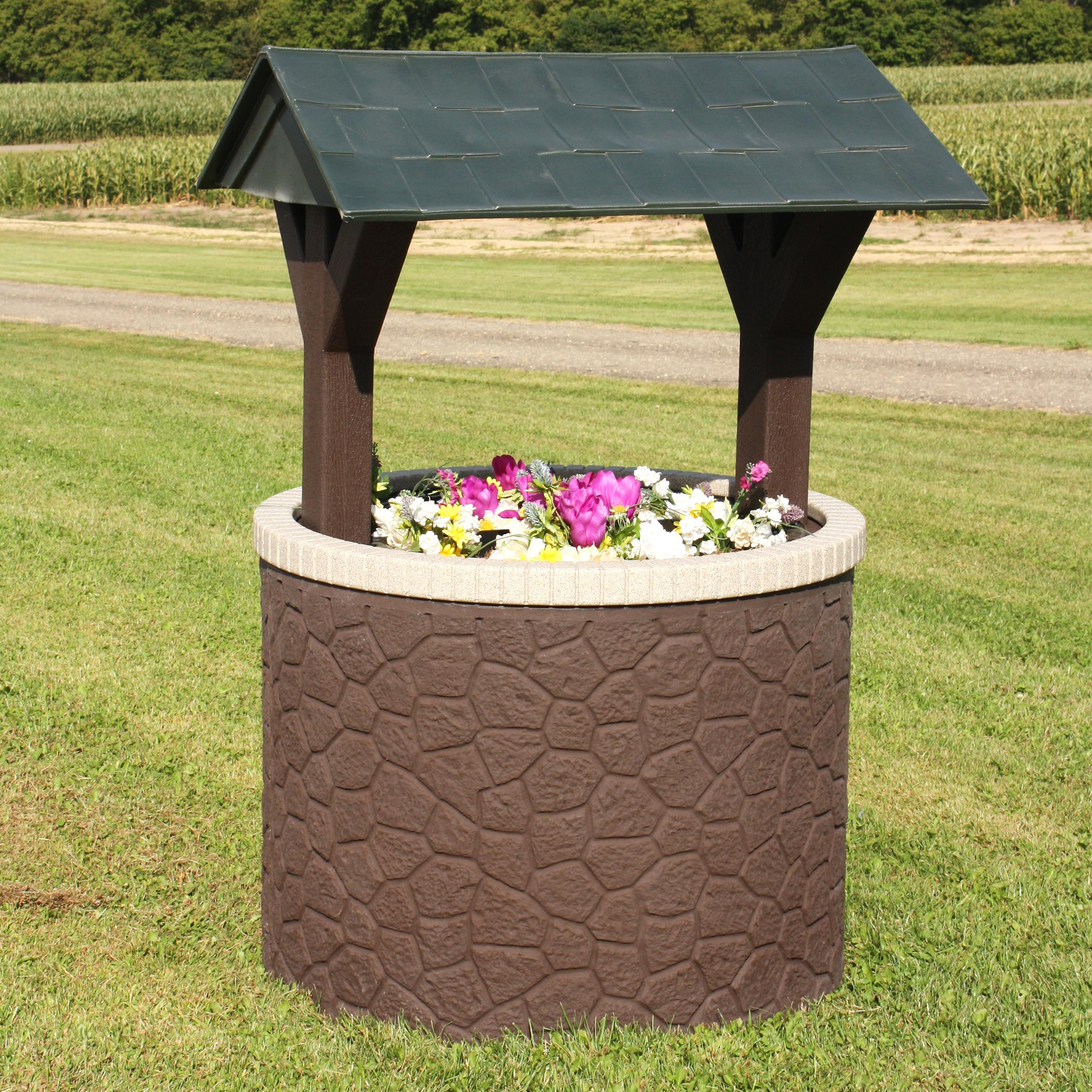 Durable Wishing Well Planter Cover with Base and Roof - Decorative Garden Tank Top for Septic System - Perfect for Outdoor Landscaping, Yard Decor, and Garden Accents