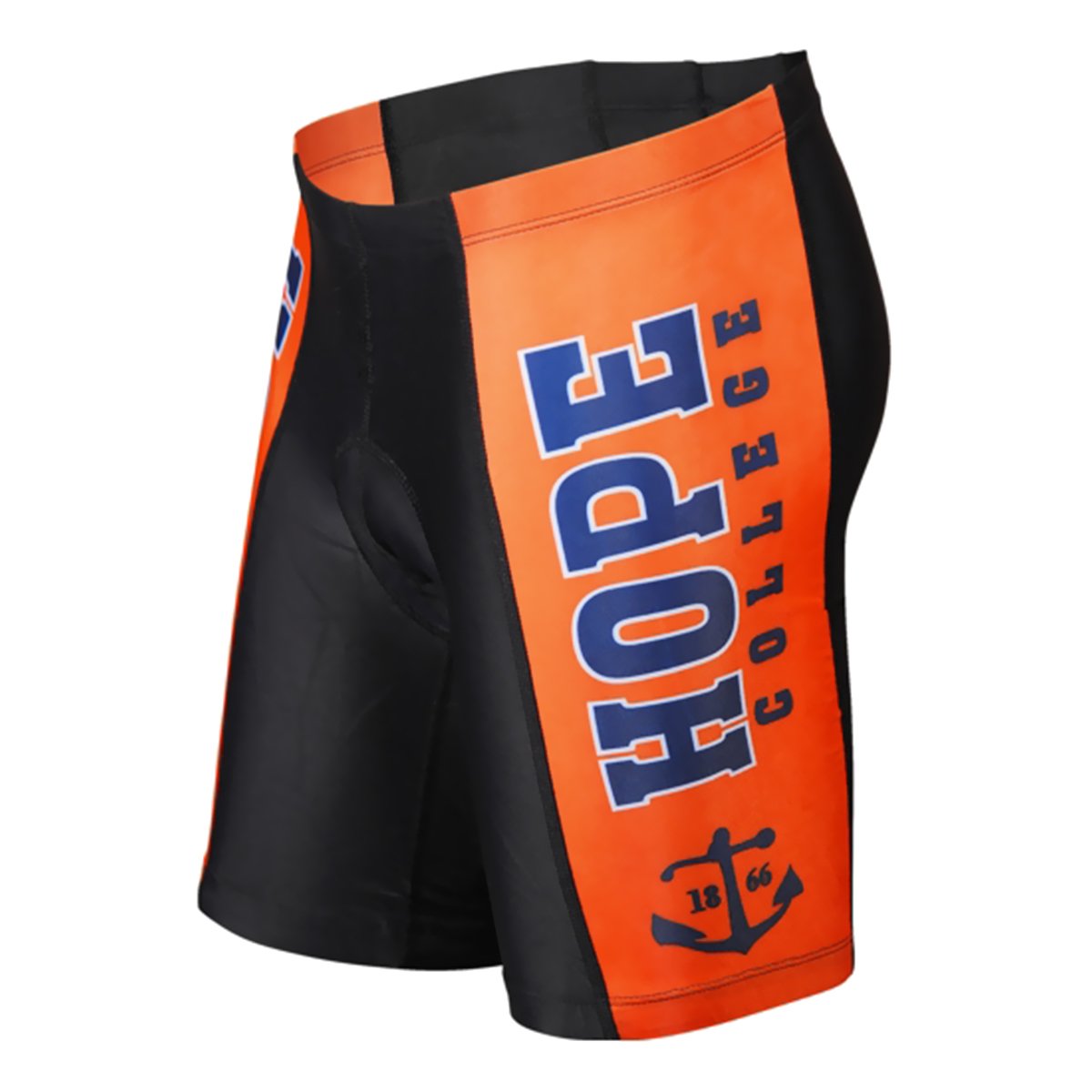 NCAA Hope College Men's Cycling Shorts - Black & Orange Performance Bike Shorts for Training & Racing | Comfortable Athletic Wear for Cycling Enthusiasts