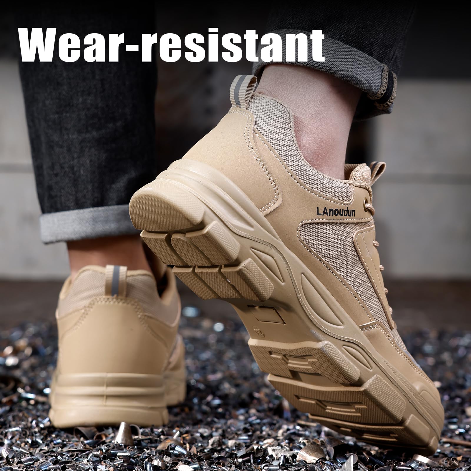 Lightweight Steel Toe Work Boots for Men - Comfortable & Durable Safety Shoes for Construction & Industrial Use | Non-Slip Industrial Sneakers for Work, Hiking & Outdoor Activities