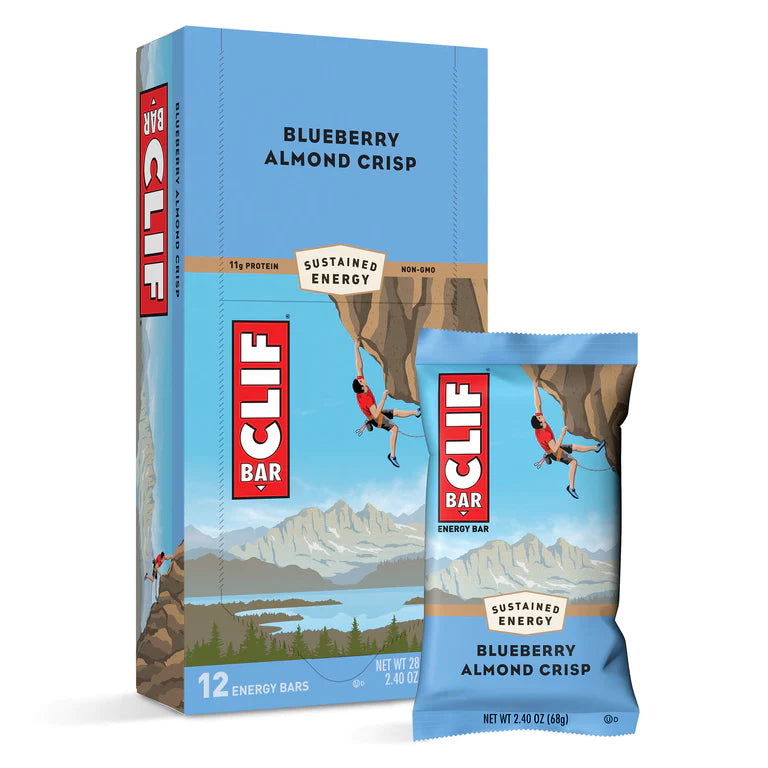 Clif Bar Energy Bars - Blueberry Almond Crisp, 12 Pack | High Protein Snacks for Hiking, Running & Outdoor Adventures
