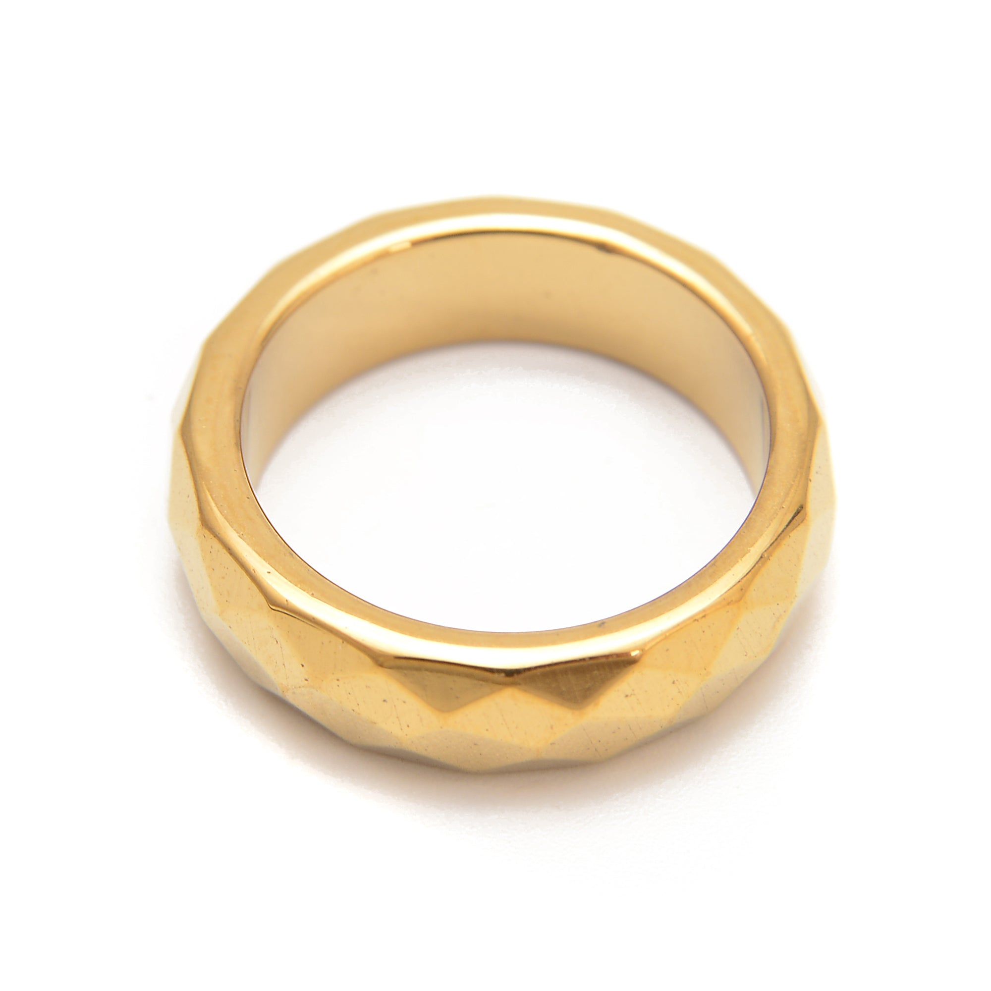 Gold Hematite Band Ring for Men & Women - Faceted Hematite Jewelry - Elegant Unisex Ring - Sold Individually - Perfect for Everyday Wear, Gifts & Special Occasions