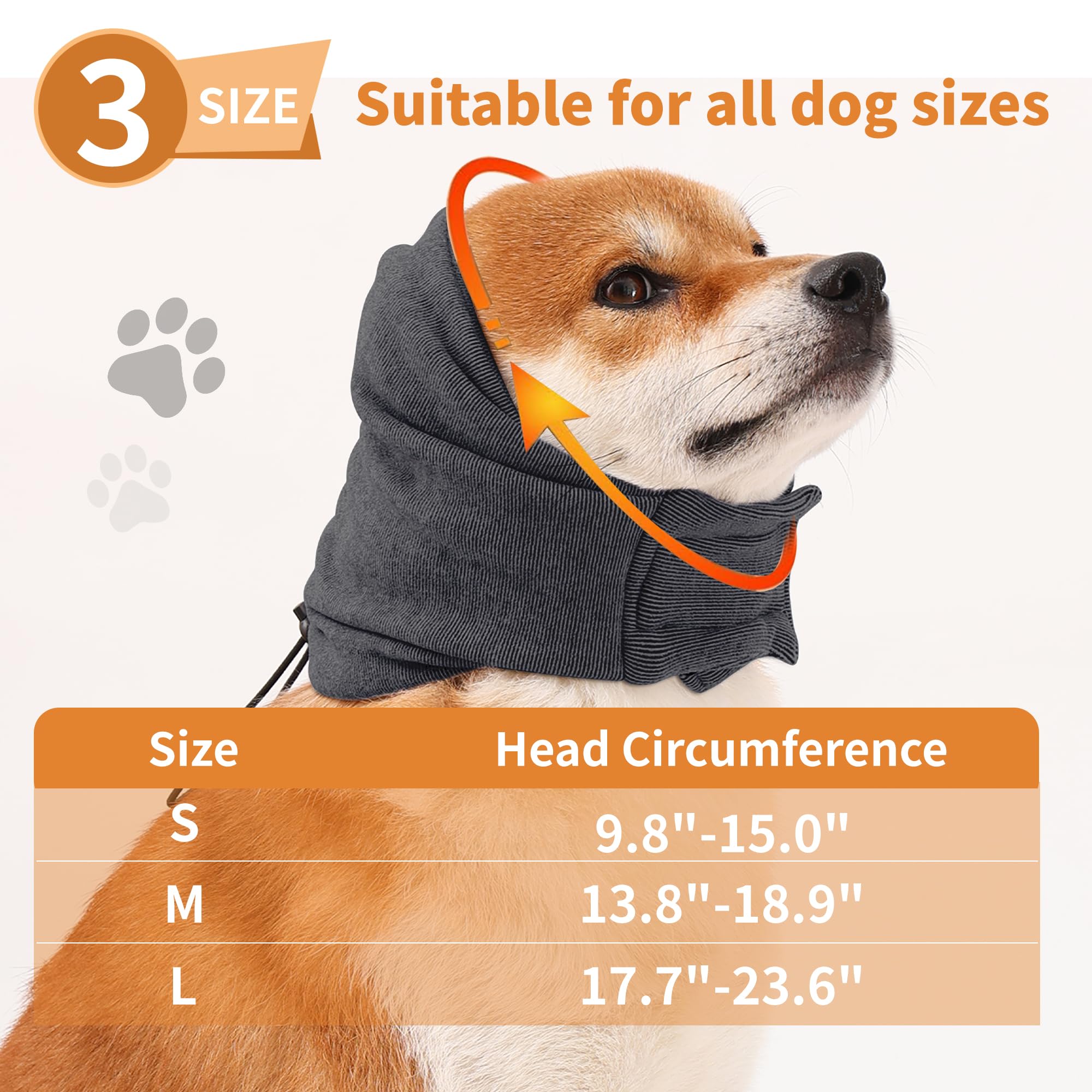 Noise Protection Dog Ear Muffs - Upgraded Velcro Dog Headband for Anxiety Relief & Warm Winter Ear Cover - Dog Hematoma Ear Wrap & Bath/Thunderstorm Protection (Perfect for Nervous Pets, Winter Walks & Grooming Sessions)