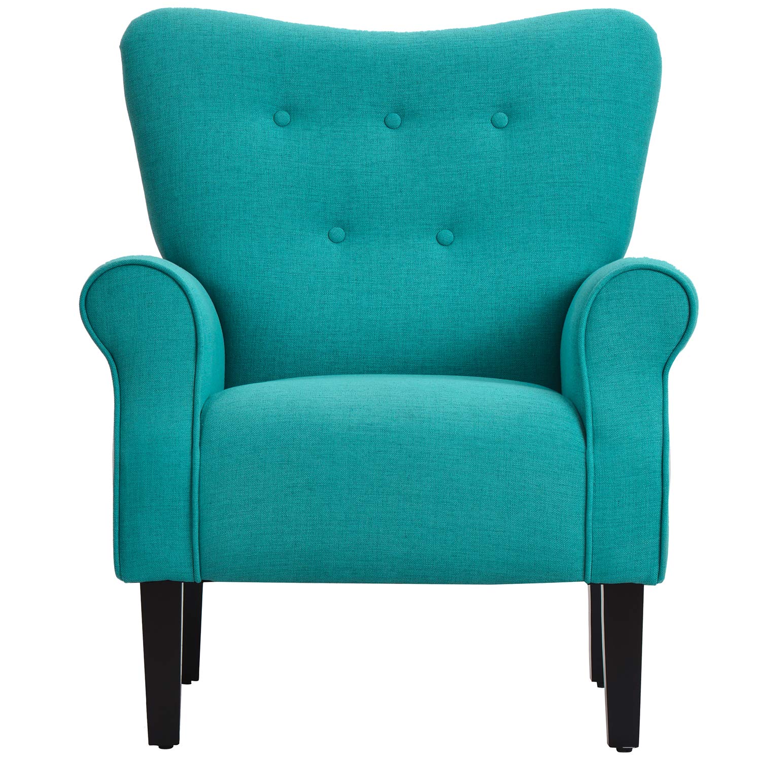 Henf Wing Back Accent Chair - Roll Arm Upholstered Linen Living Room Chair with Solid Wood Legs, Fireside Chaise Lounge Armchair for Living Room, Bedroom & Office | Comfortable Seating for Reading Nook, Cozy Corner & Home Decor