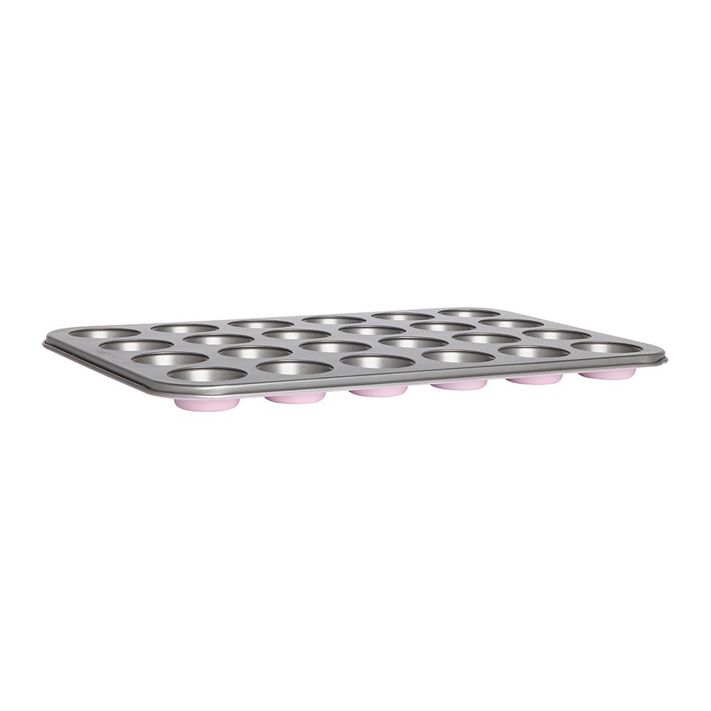 Non-Stick Two-Tone Mini Muffin Pan - 24 Cup Baking Tray for Cupcakes, Muffins & Bite-Sized Treats - Perfect for Parties, Holidays & Family Baking