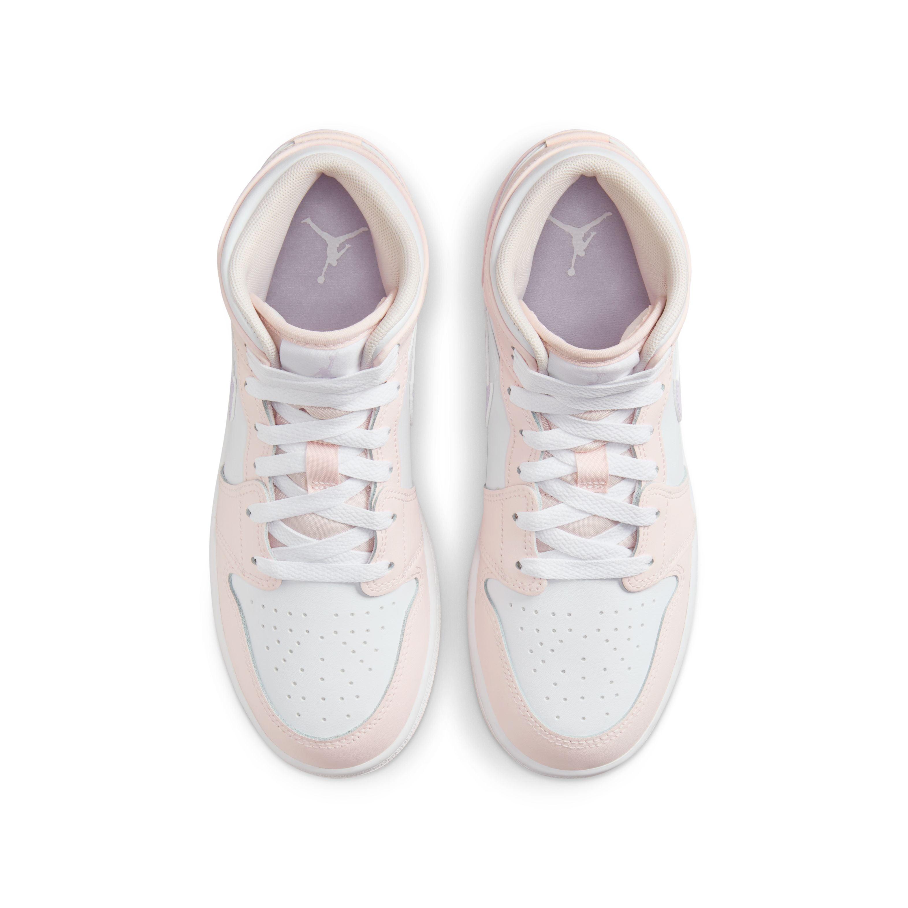 Air Jordan 1 Mid 'Pink Wash' Sneakers for Kids - Comfortable Basketball Shoes for Boys & Girls - Perfect for School, Playground & Casual Wear