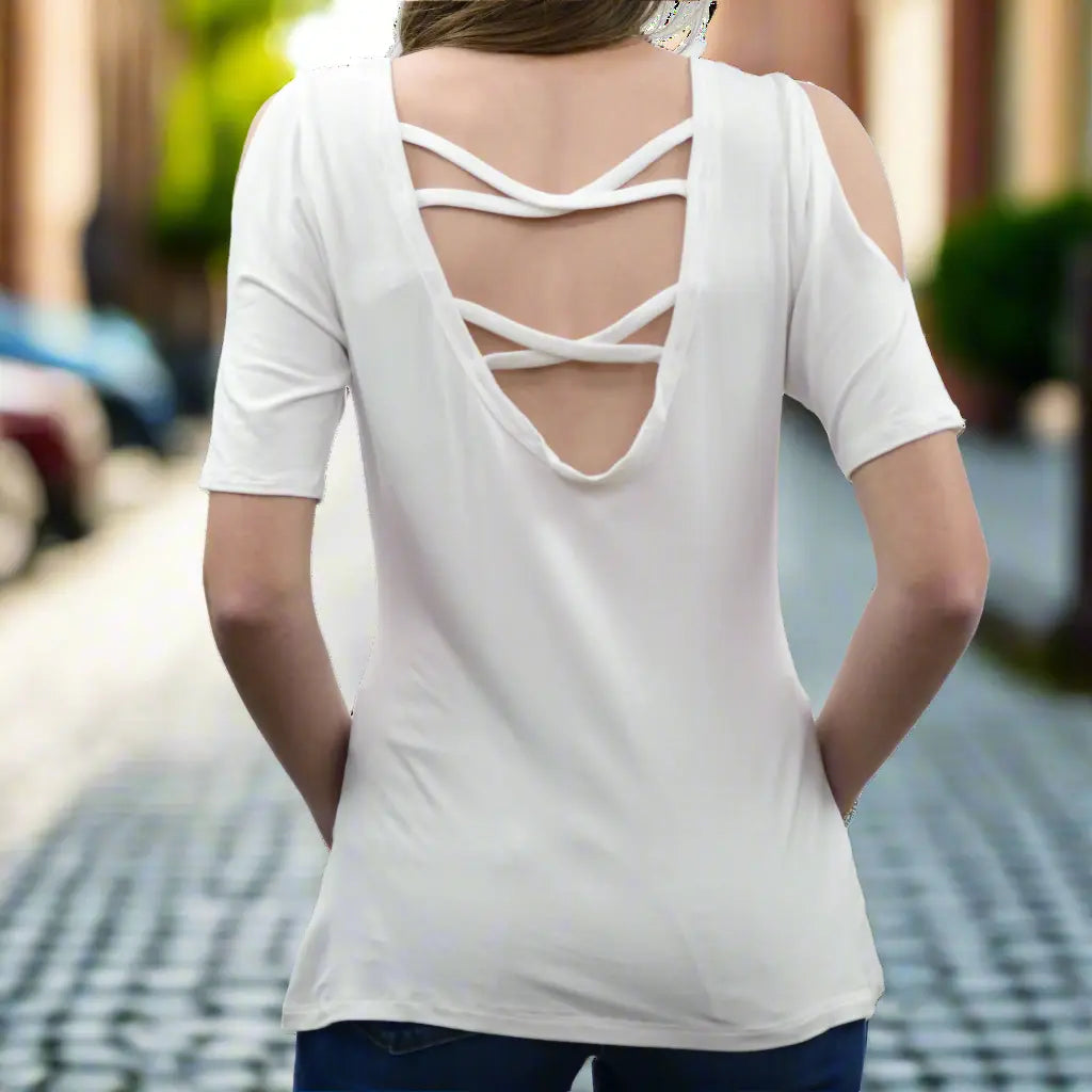 Trendy Scoop Neck T-Shirt with Western Steer Head, Cross & Feather Embroidered Details - Perfect for Casual Wear, Country Concerts & Western Fashion
