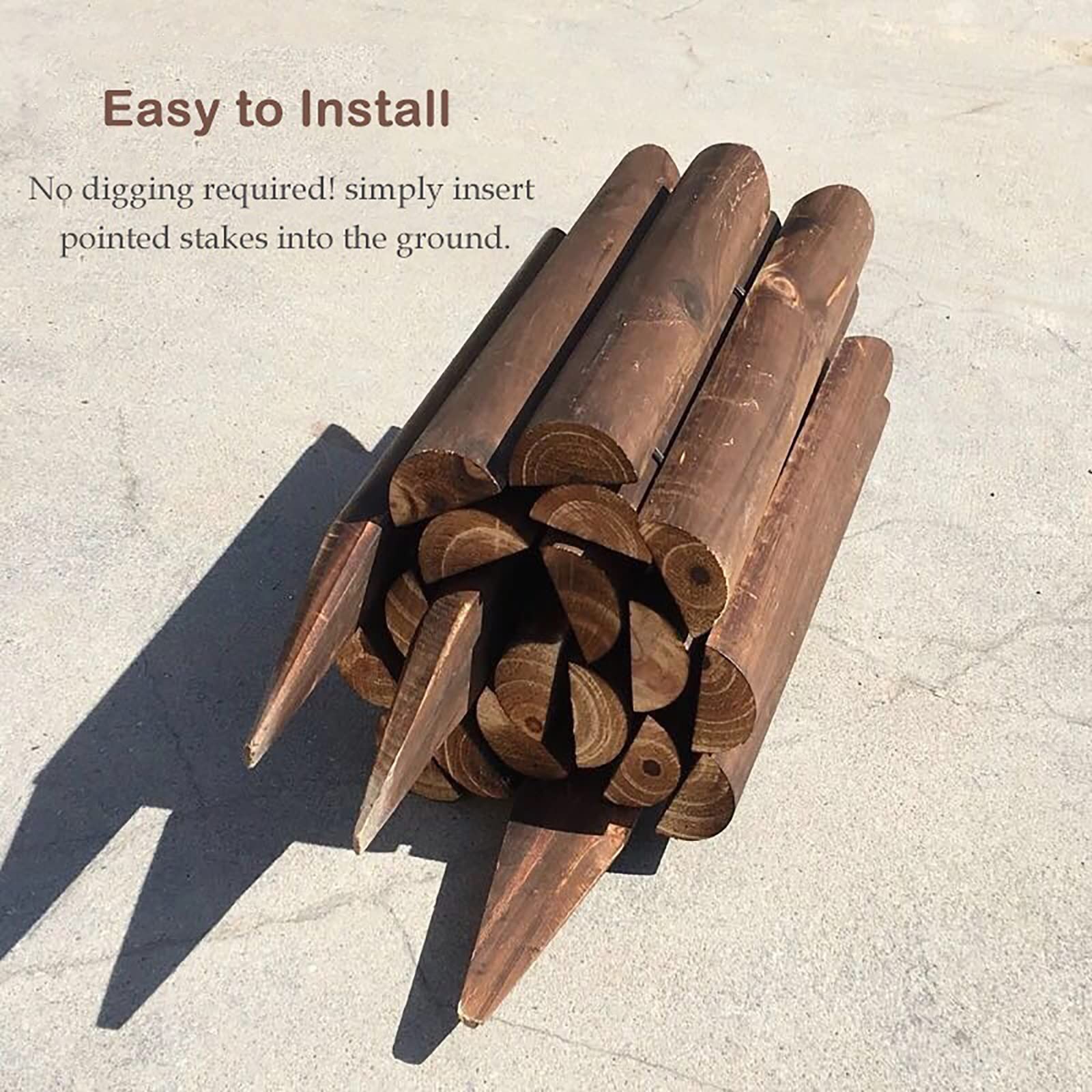 Flexible Tree Border Edging - Natural Brown Wooden Garden Fence for Lawn & Landscape - 120cm/47