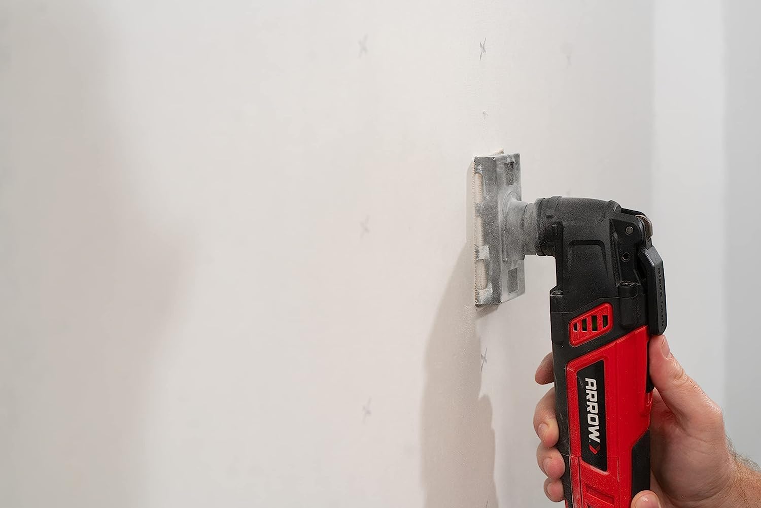 Arrow OSCGB2-1 2 Gang Electrical Box Drywall Cutting Blade for Oscillating Tools - Universal Fit for Most Multitools, Includes Adapter, Cuts 4” x 3-3/4” Holes - Perfect for Electrical Installations & Drywall Repairs