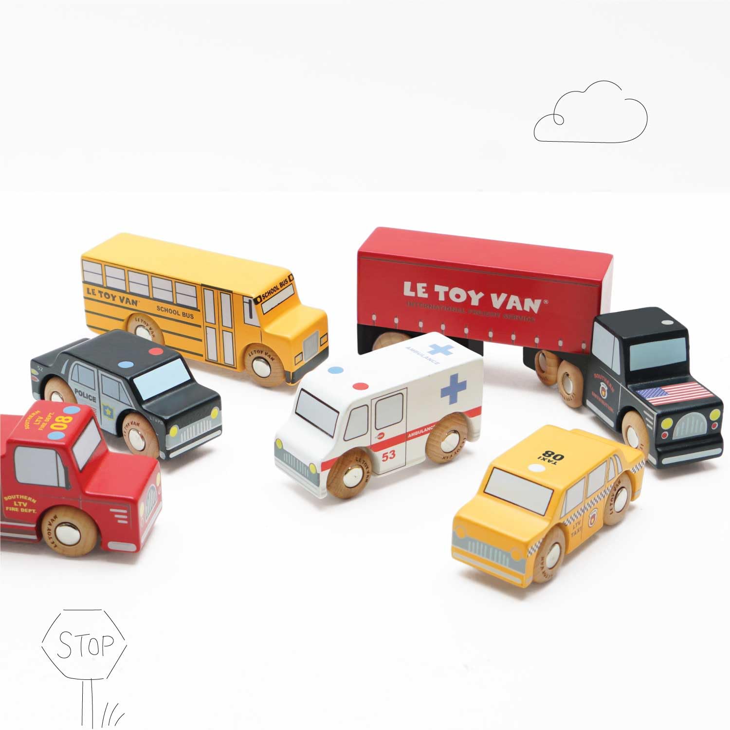 Le Toy Van New York Car Set - Premium Wooden Toy Cars for Kids Ages 3+ | Educational Wooden Vehicles for Toddlers, Pretend Play & City Adventure Scenes