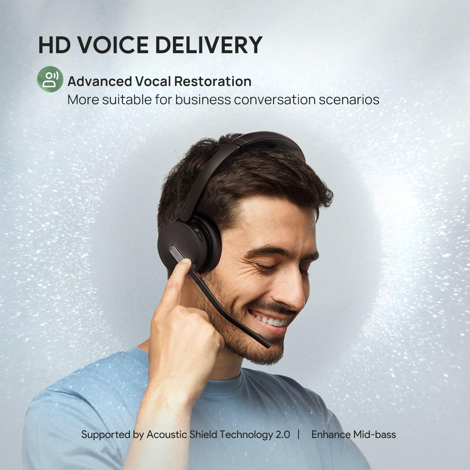Yealink BH70 Wireless Bluetooth Headset with Microphone - 35H Battery Life, 3-Mic Noise Cancelling, Lightweight 147g for Office & Remote Work | Microsoft Teams Certified | USB-A | Perfect for Open Offices, Call Centers & Video Conferences