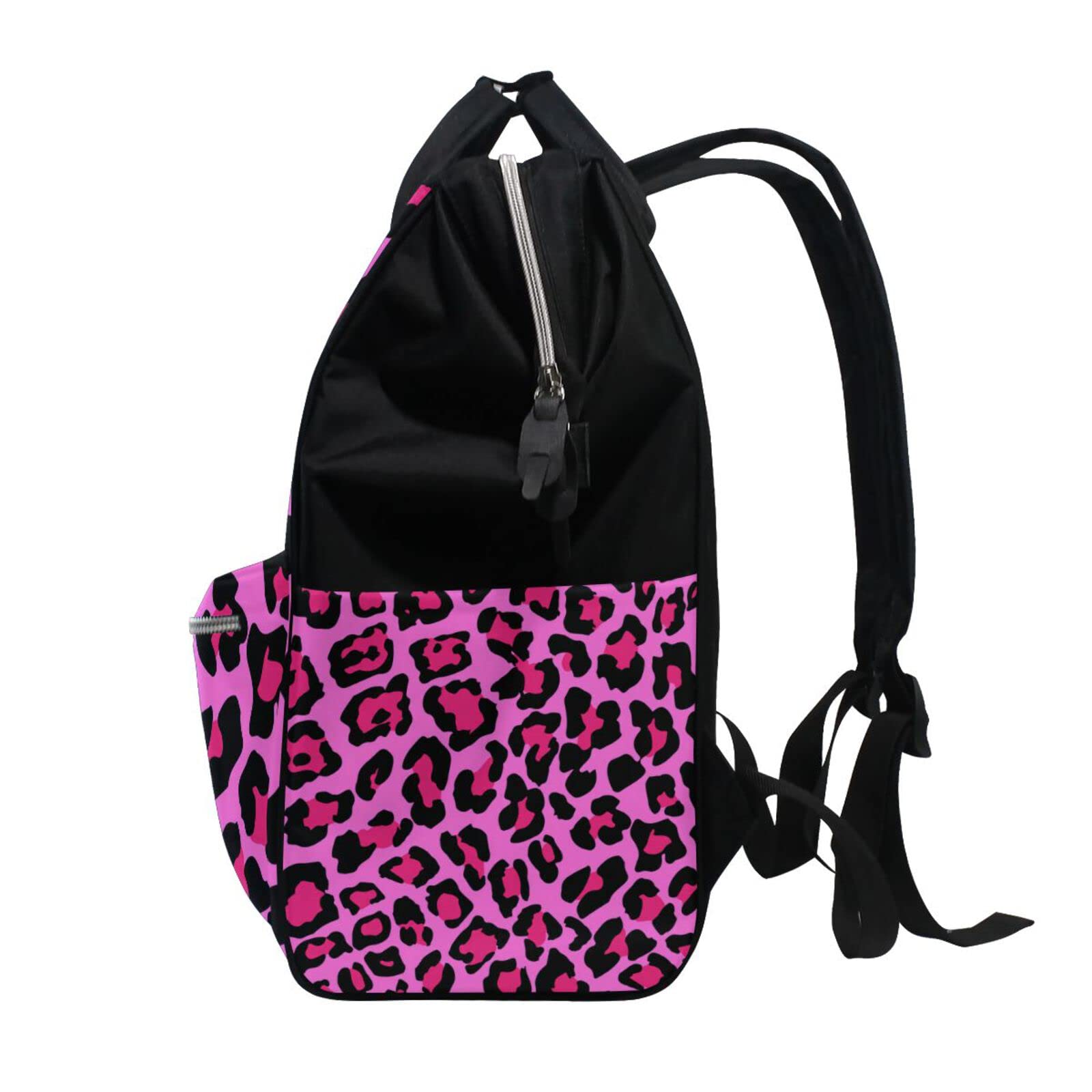 **MCHIVER Personalized Leopard Print Diaper Backpack - Custom Name Baby Changing Bag for Moms, Nursing & Travel - Perfect for Daycare, Outings & Family Trips**