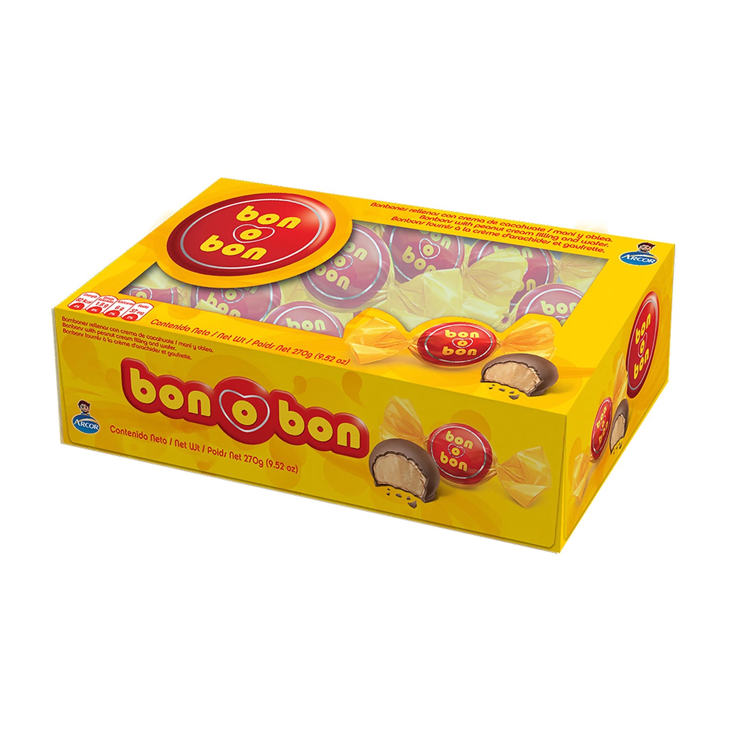 Arcor Bon O Bon Classic Leche Milk Chocolate Candy - 18 Count Box | Perfect for Parties, Gifts & Snacking