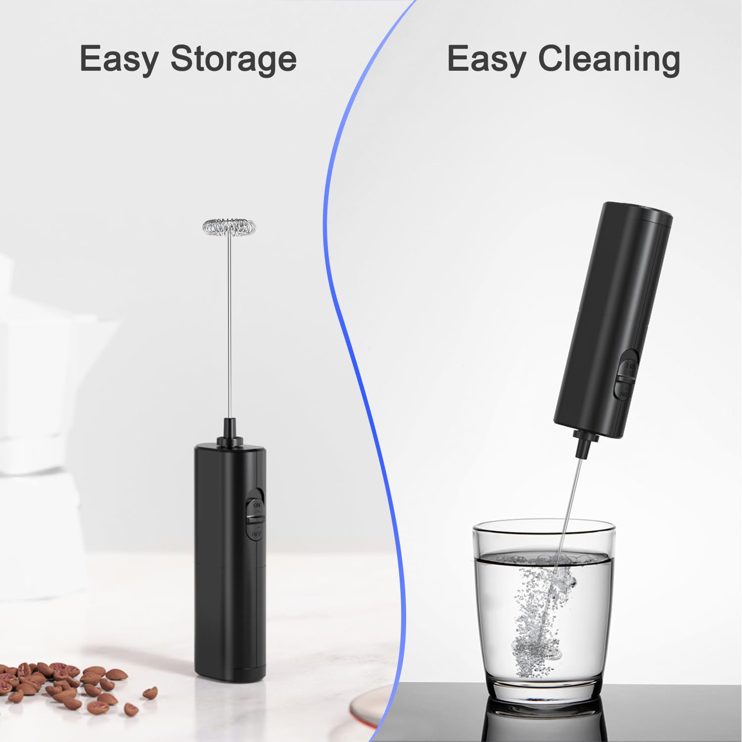 Premium Electric Milk Frother - Battery Operated Drink Mixer & Foam Maker for Coffee, Latte, Matcha, Protein Shakes - Handheld Blender for Home & Office Use (Black)