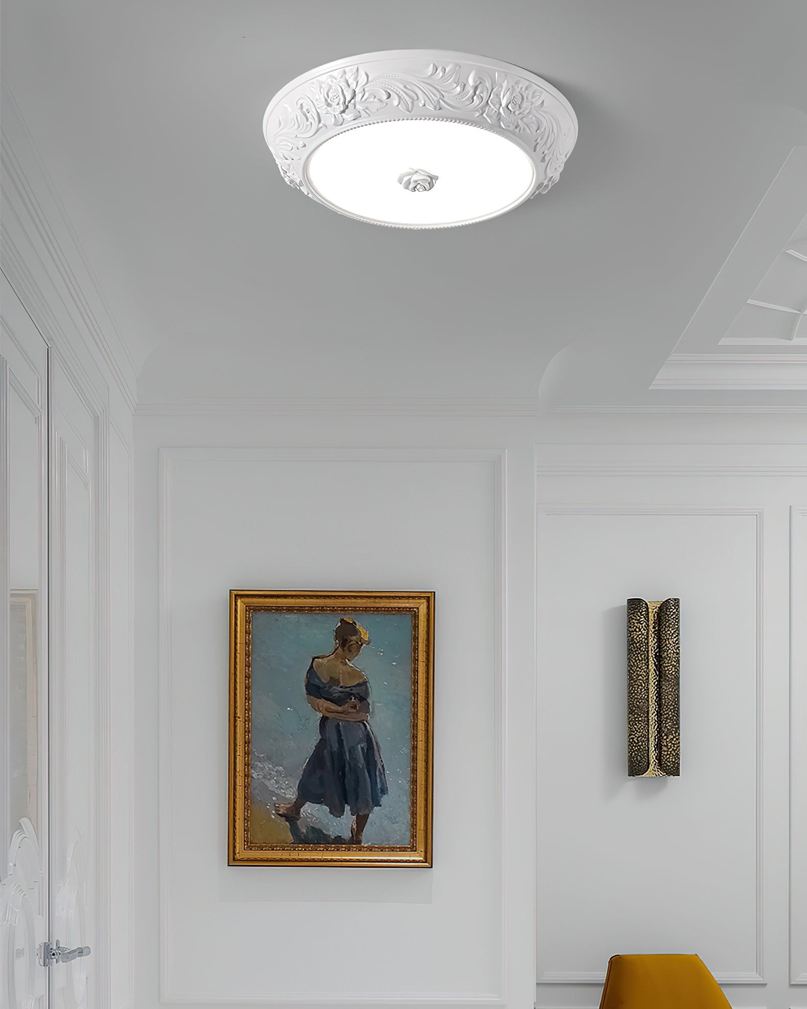 Modern Embossed Resin Ceiling Light Fixture - Elegant Home & Office Lighting for Living Room, Bedroom, Dining Area | Energy Efficient & Stylish Design