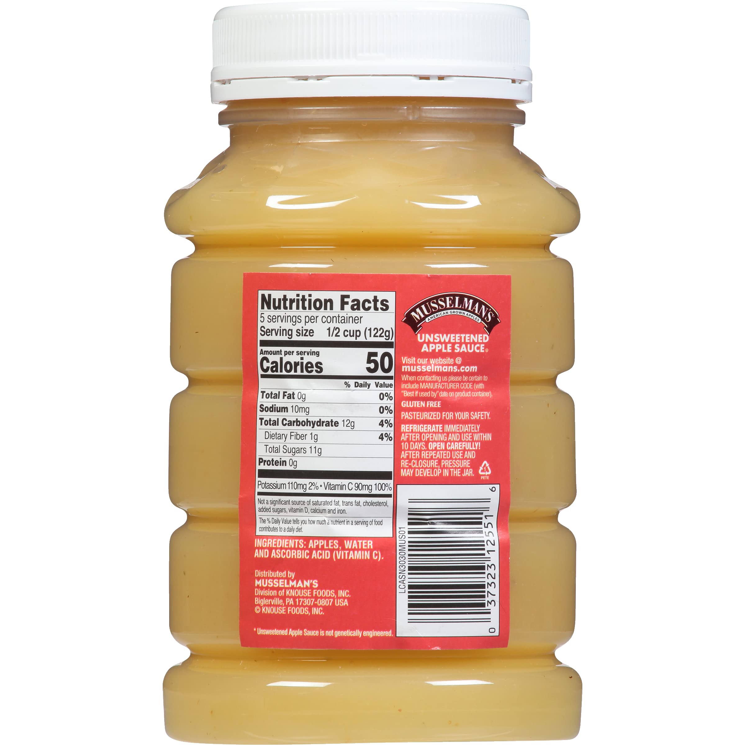 Musselman's Unsweetened Apple Sauce 23 oz - Healthy Snack for Kids, Baking Ingredient & Smoothie Base | No Sugar Added, Gluten Free, Vegan Friendly | Perfect for Lunchboxes, Desserts & Healthy Recipes