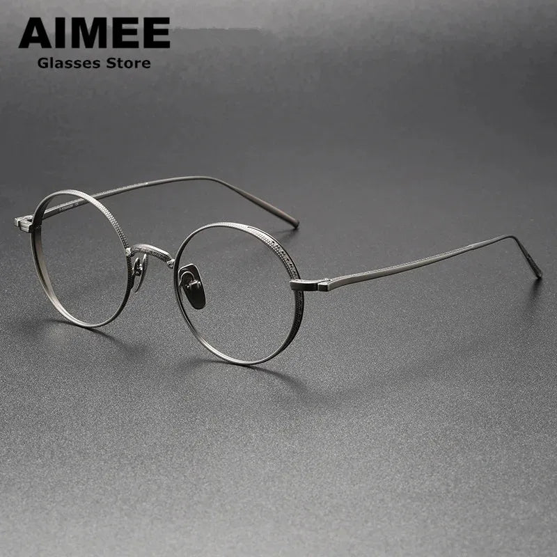 Aimee Unisex Full Rim Round Titanium Eyeglasses Frame 133087 - Lightweight Durable Glasses for Work, Reading & Everyday Wear