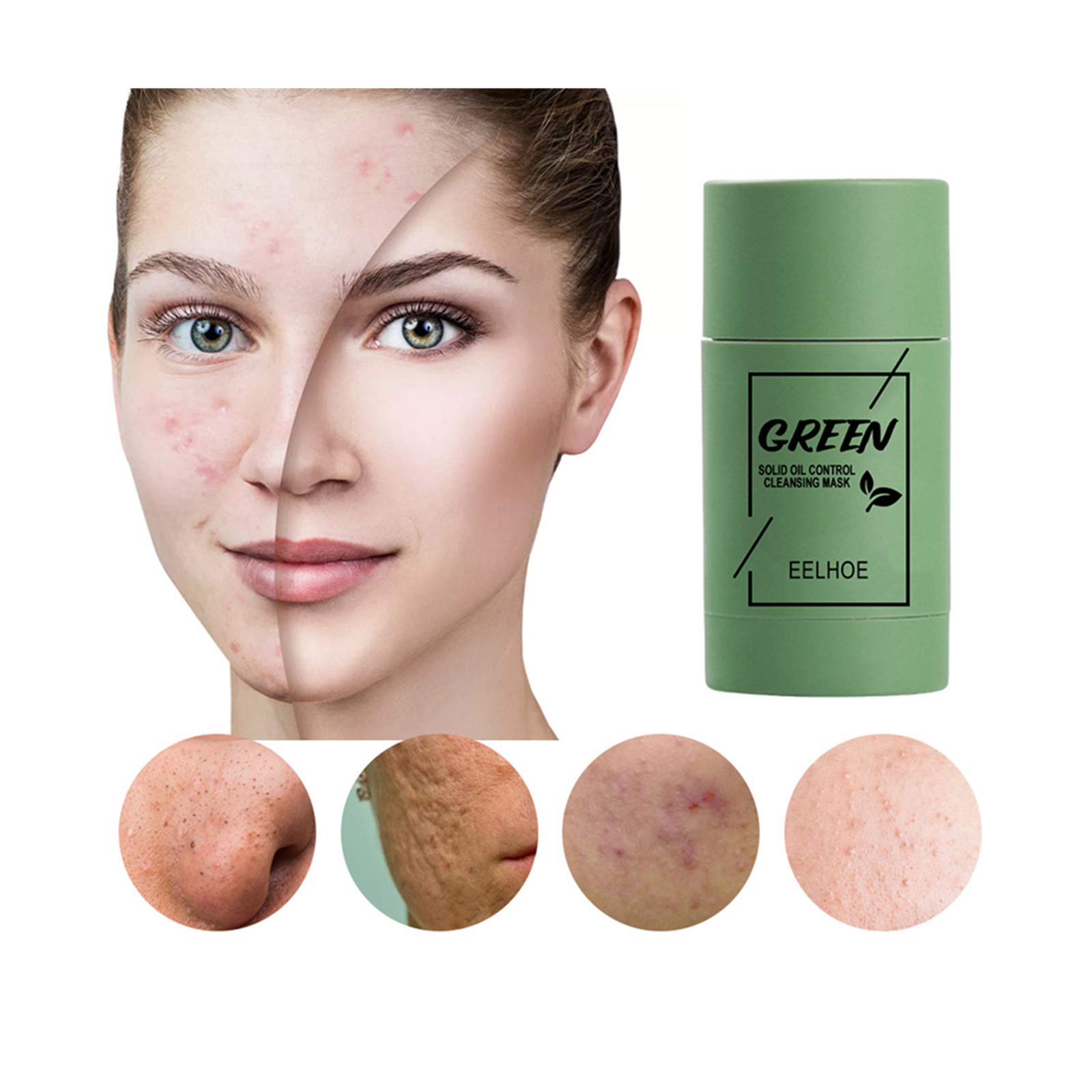 Monoc Green Tea & Eggplant Purifying Clay Stick Mask - Deep Cleansing, Pore Minimizing & Oil Control Face Mask for All Skin Types (40g) | Perfect for Travel, Daily Skincare & Spa Nights