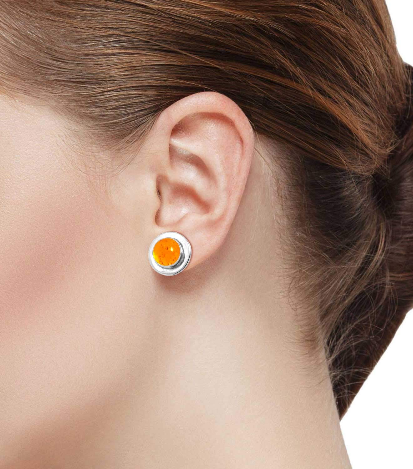 JEWELOPORIUM 925 Sterling Silver Handmade Stud Earrings for Women - 8mm Round Gemstone Earrings, Dainty & Elegant Jewelry Gift for Her (Birthday, Anniversary, Valentine's Day) | Perfect for Everyday Wear & Special Occasions