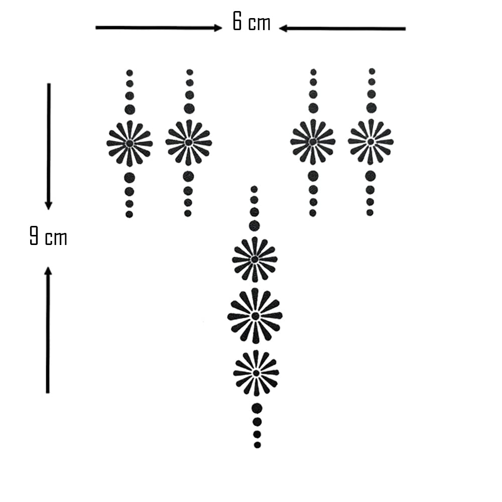 Comet Busters Black Henna Temporary Tattoo Stickers (BT038) - Safe & Easy Body Art for Parties, Festivals & Costume Events
