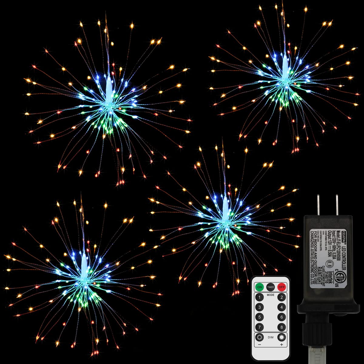 480 LED Starburst Copper Wire Fairy Lights with Remote Control - 8 Lighting Modes, Dimmer & Timer - Indoor/Outdoor Twinkle String Lights for Christmas Decor, Garden Party, Wedding & Home Decoration