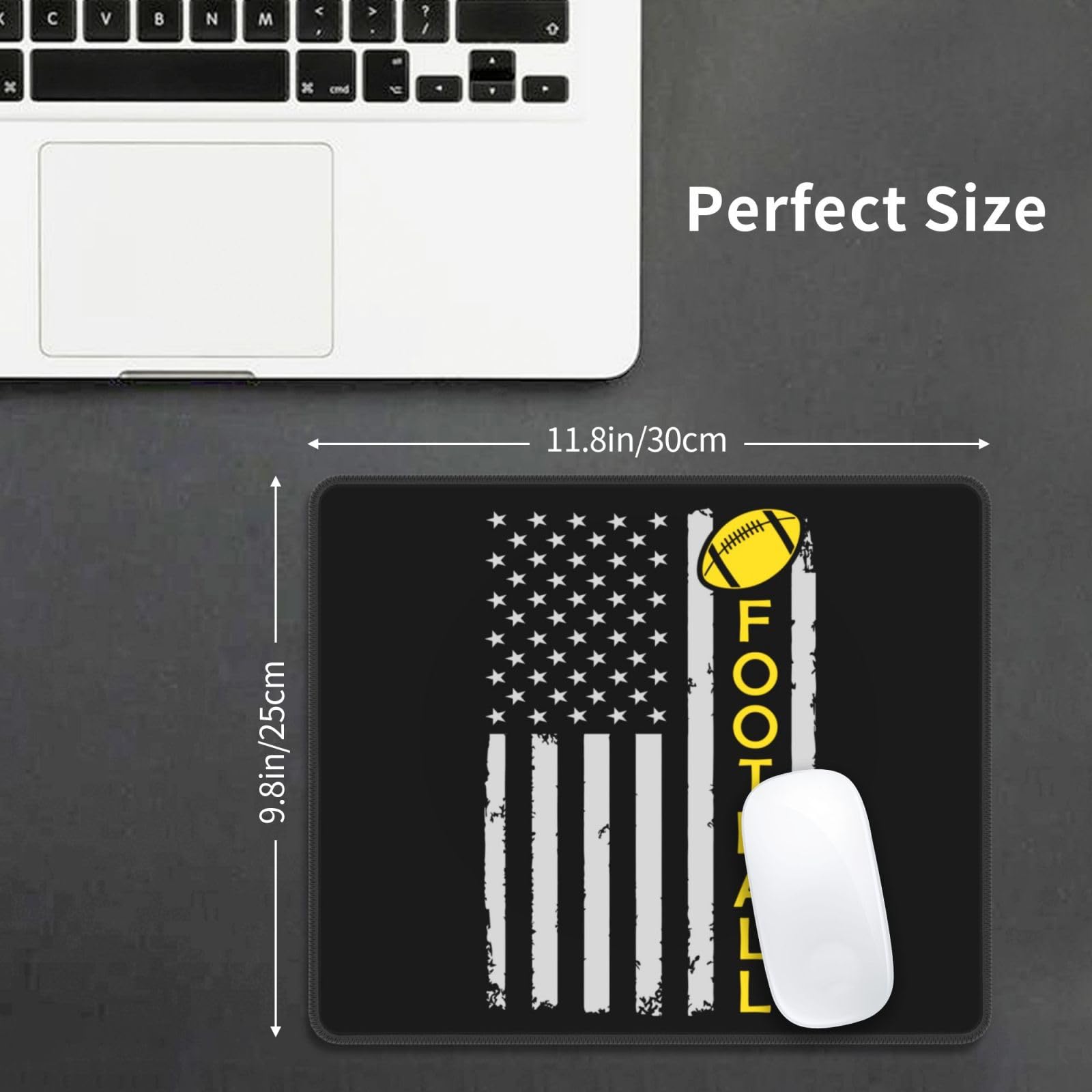 SIYTUAU American Football USA Flag Mouse Pad - Waterproof, Non-Slip Rubber Gaming Mouse Pad 10x12 inch for Laptop & Office - Perfect for Sports Fans, PC Gamers & Workstations
