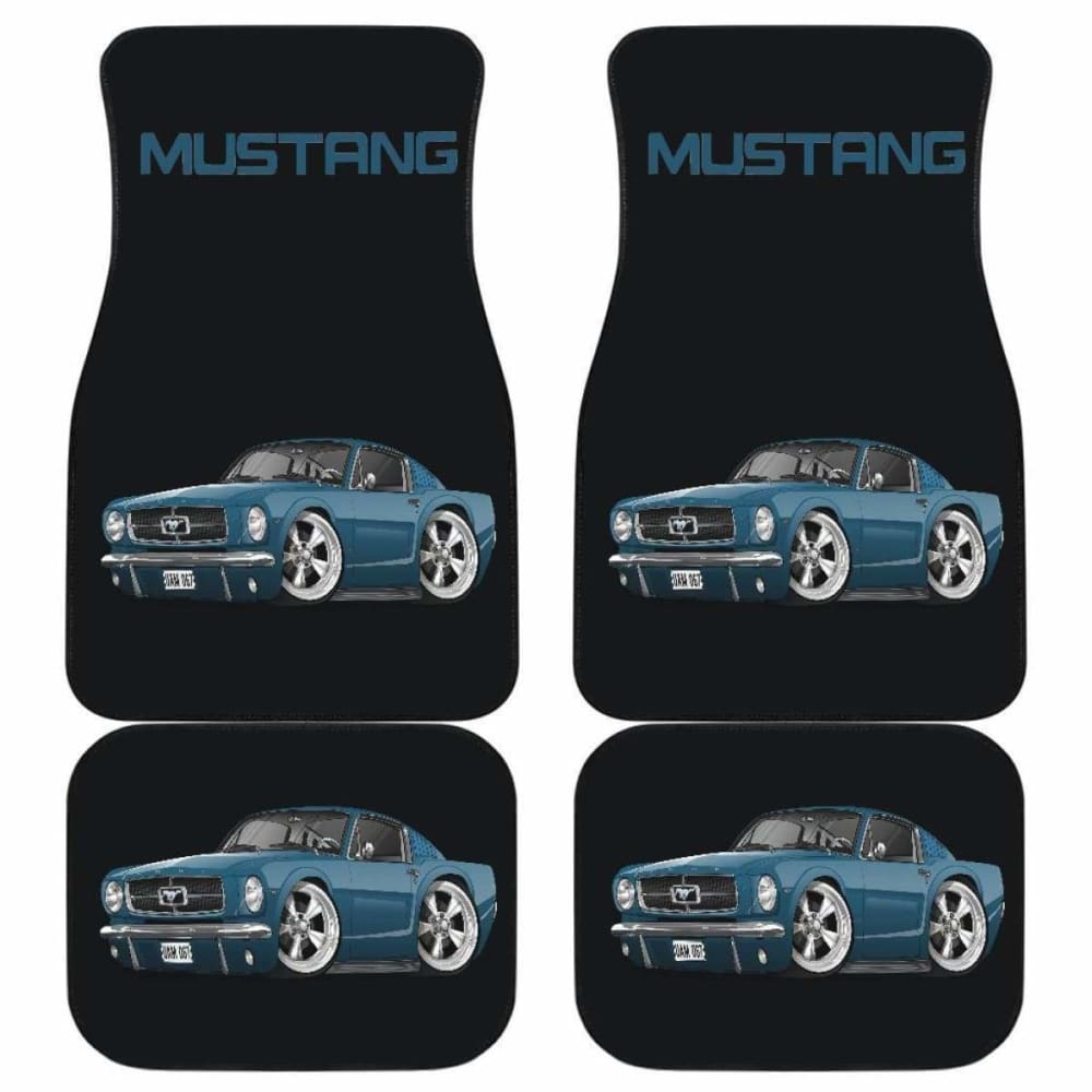 Blue Ford Mustang Fastback Muscle Car Floor Mats - Set of 4 Premium Custom Automotive Floor Liners - Perfect for Classic Mustang Enthusiasts & Car Show Displays