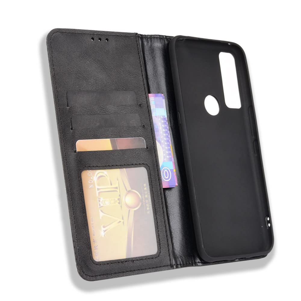 Premium PU Leather Flip Cover Case for Cricket AT&T Radiant Max 5G & Dream 5G - Shockproof Protective Phone Case with Card Slots for Work & Travel (Black)