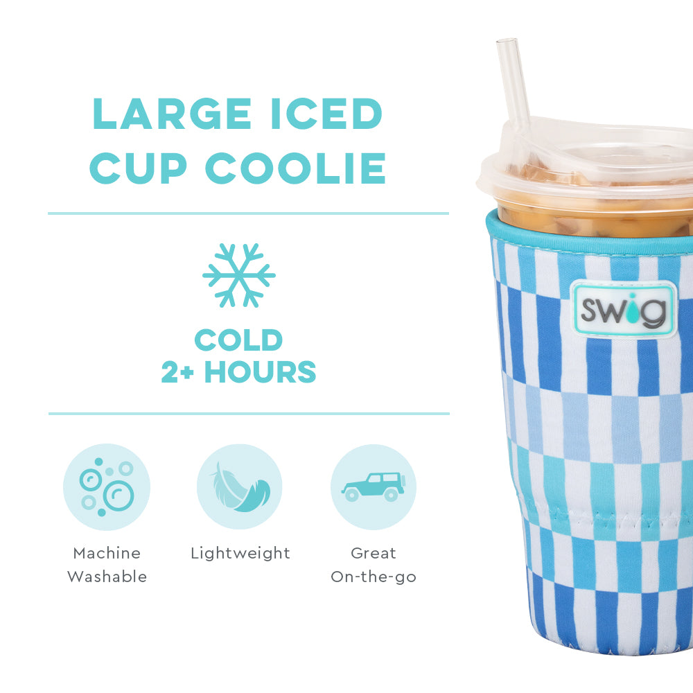 Premium Glacier Stripe Large Iced Cup Coolie - Insulated Stainless Steel Tumbler for Cold Drinks, Perfect for Summer, Beach, and Outdoor Activities