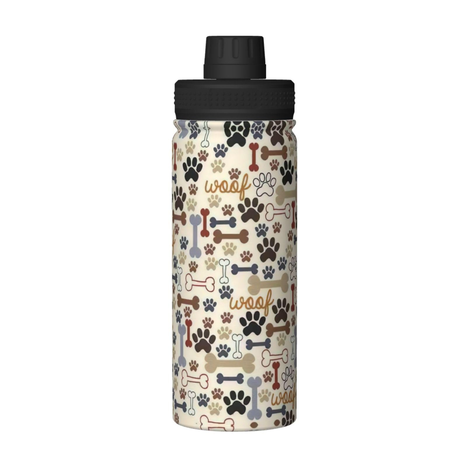 HJLUUFT Stainless Steel 304 Double-Layer Insulated Dog Paw Water Bottle - 510ml Leak-Proof Thermos for Outdoor Sports, Hiking, Camping & Travel with Pets